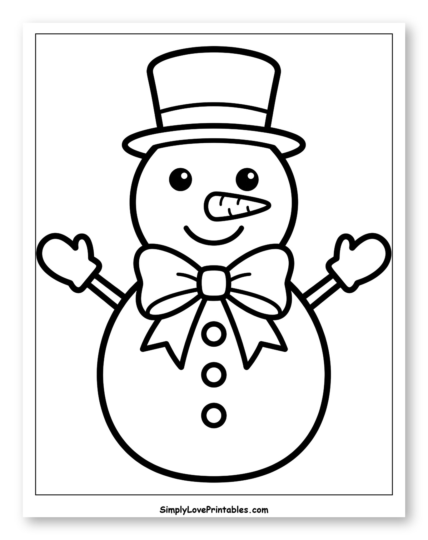Cute Snowman with Top Hat and Bow Tie