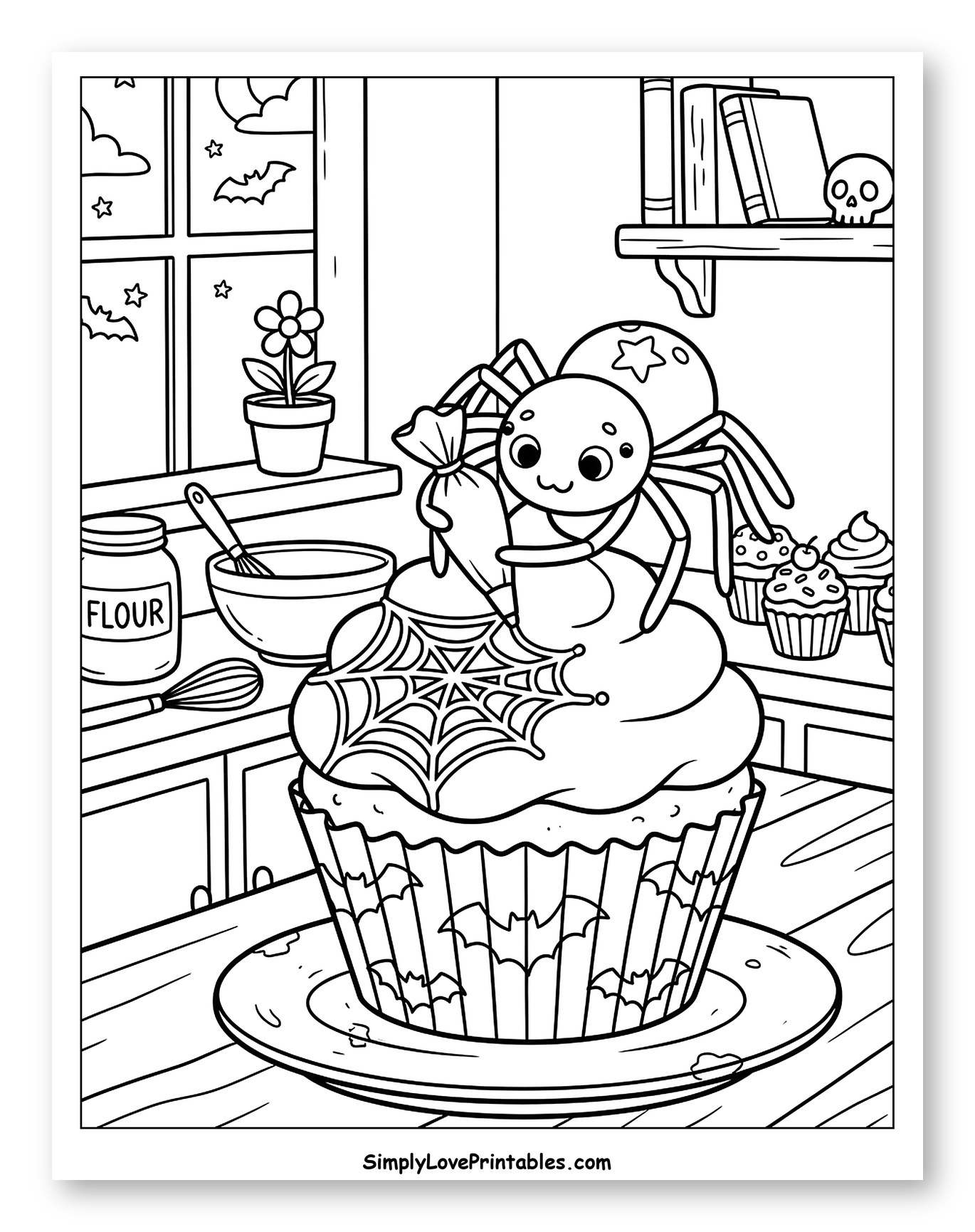 Cute Spider Decorating Halloween Cupcake