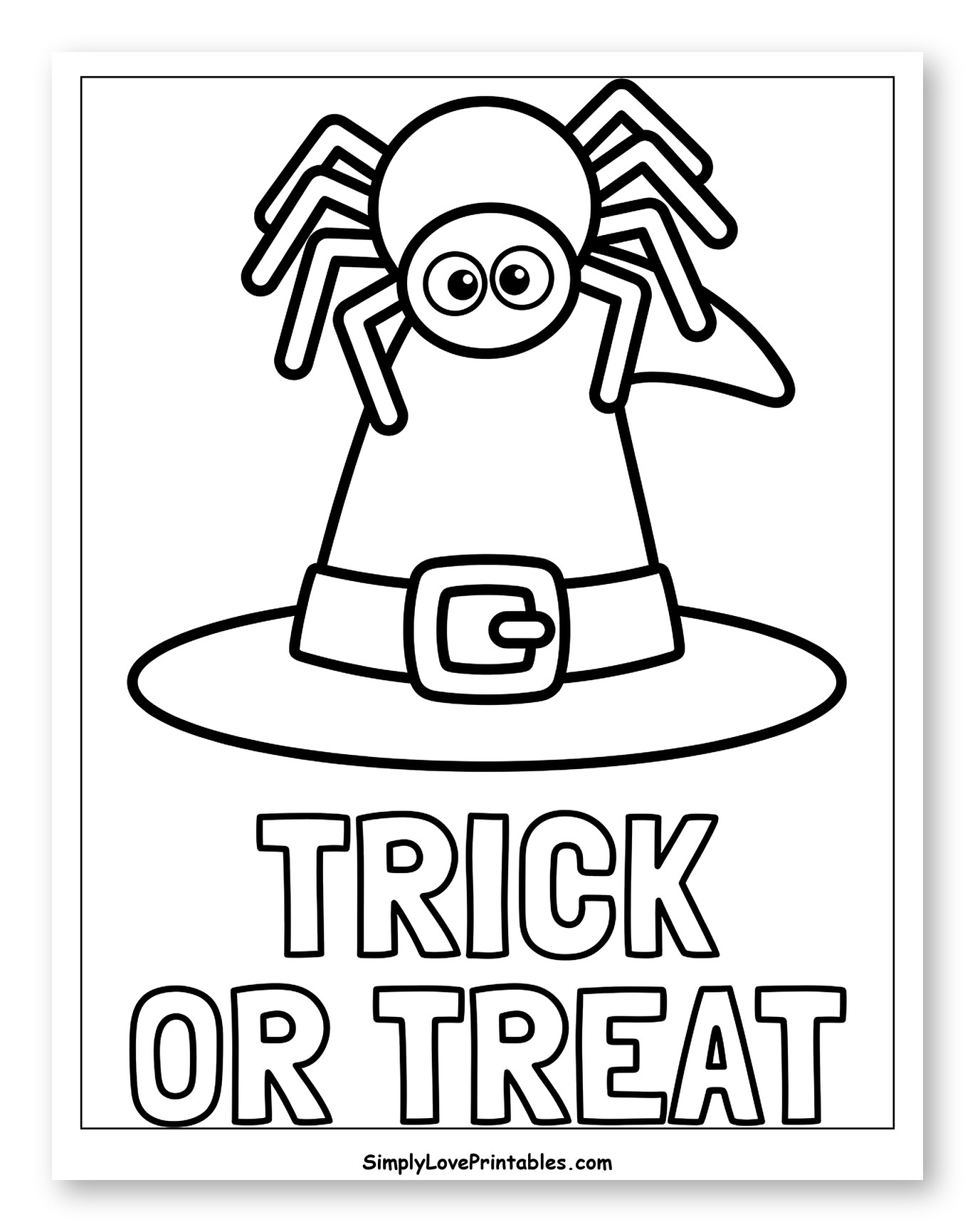 Cute Spider on Witch Hat and Trick or Treat