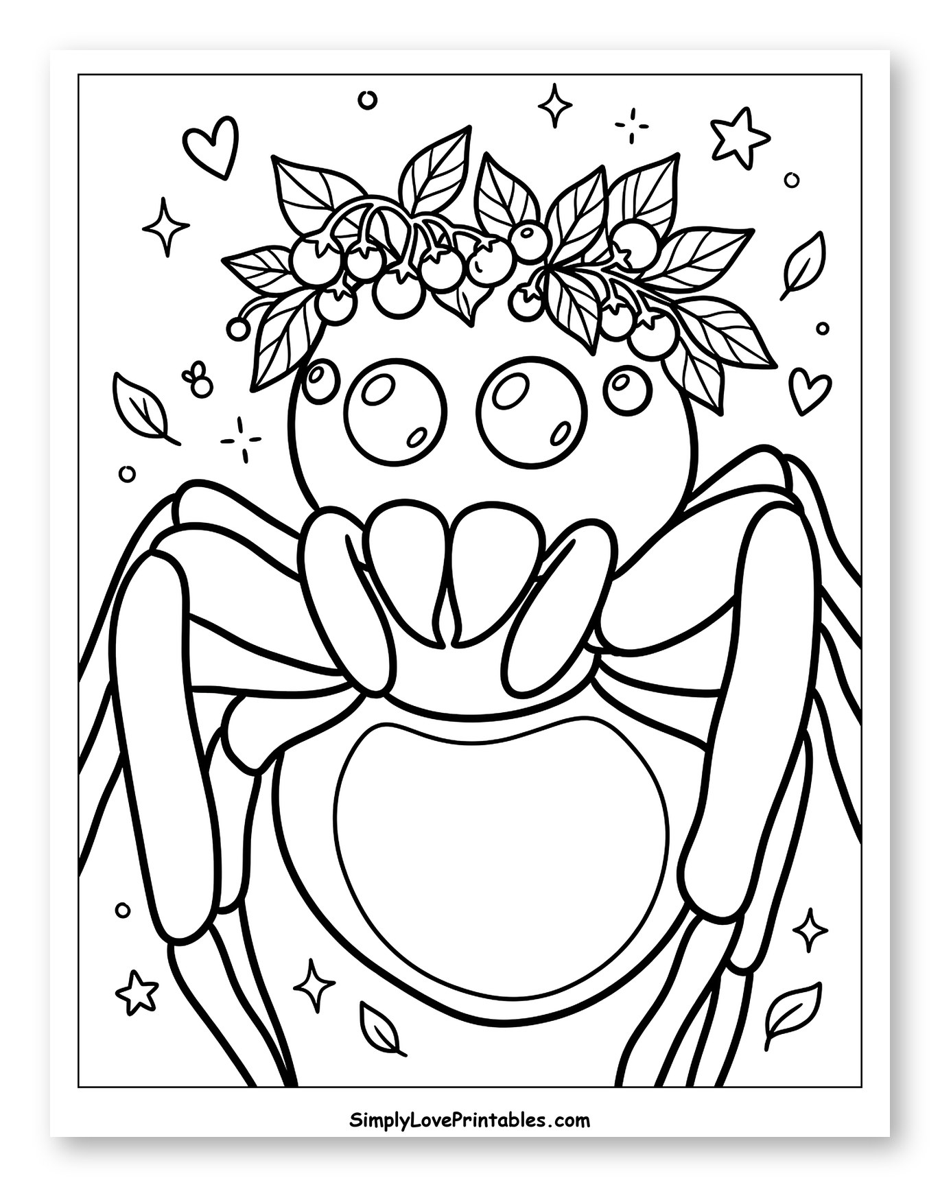 Cute Spider Wearing Berry Leaf Crown
