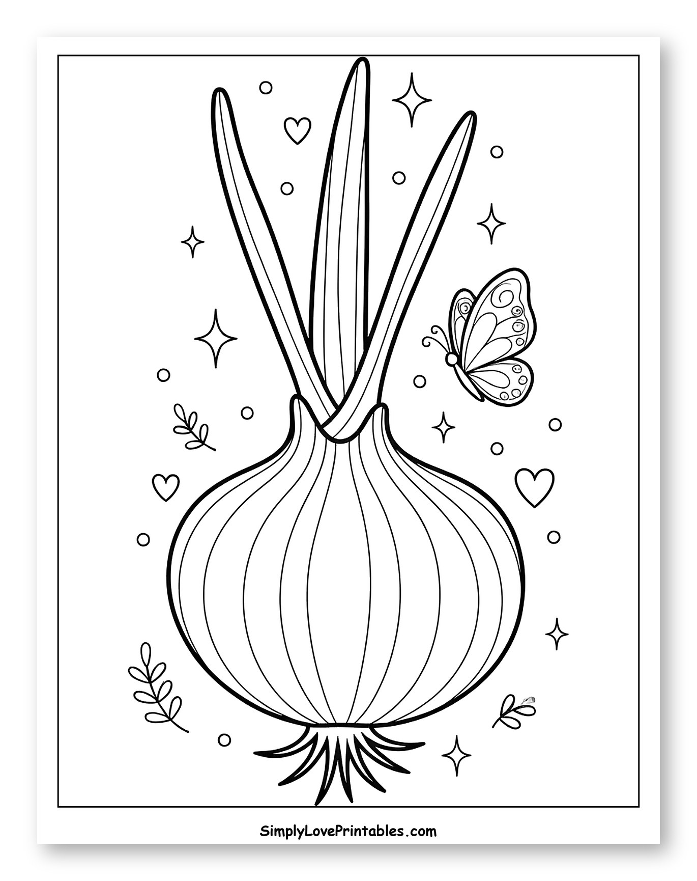 Cute Sprouted Onion with Butterfly and Stars