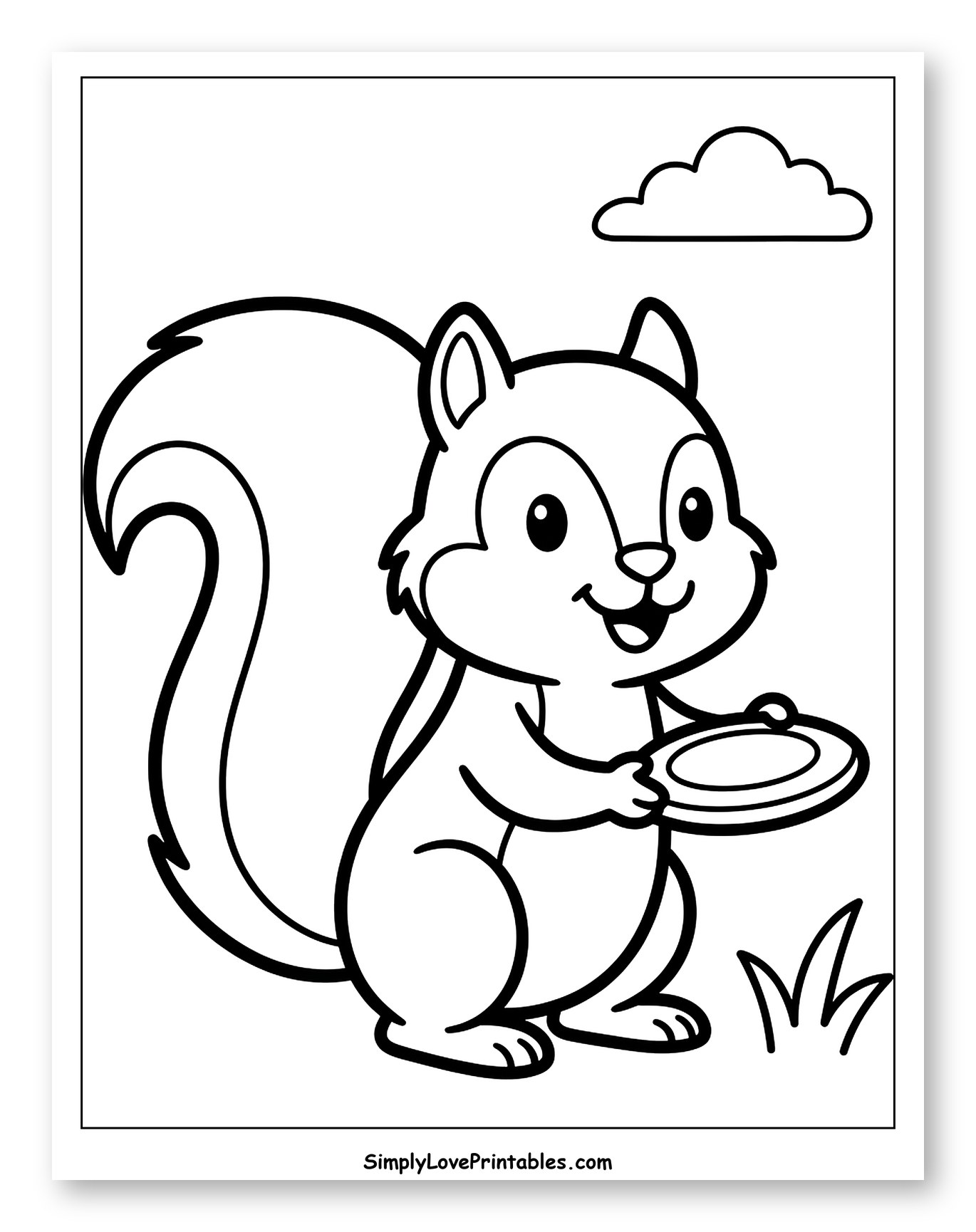 Cute Squirrel Holding a Frisbee
