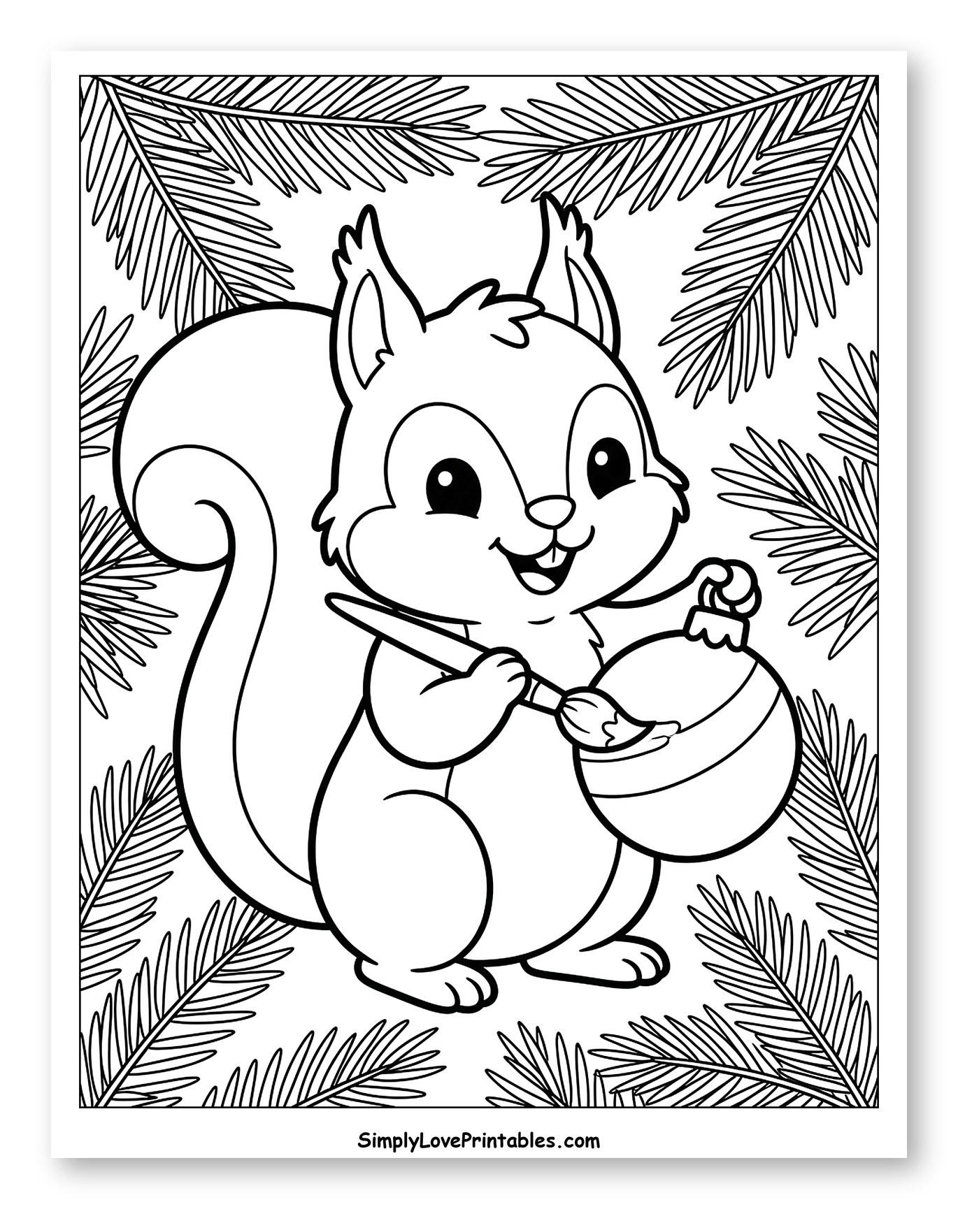 Cute Squirrel Painting a Festive Ornament