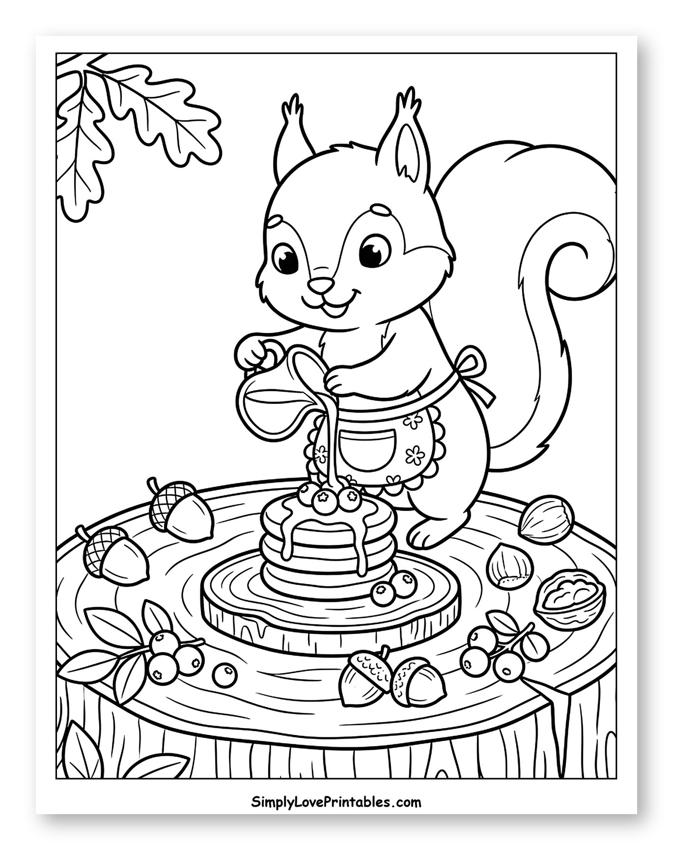 Cute Squirrel Pouring Syrup on Pancakes
