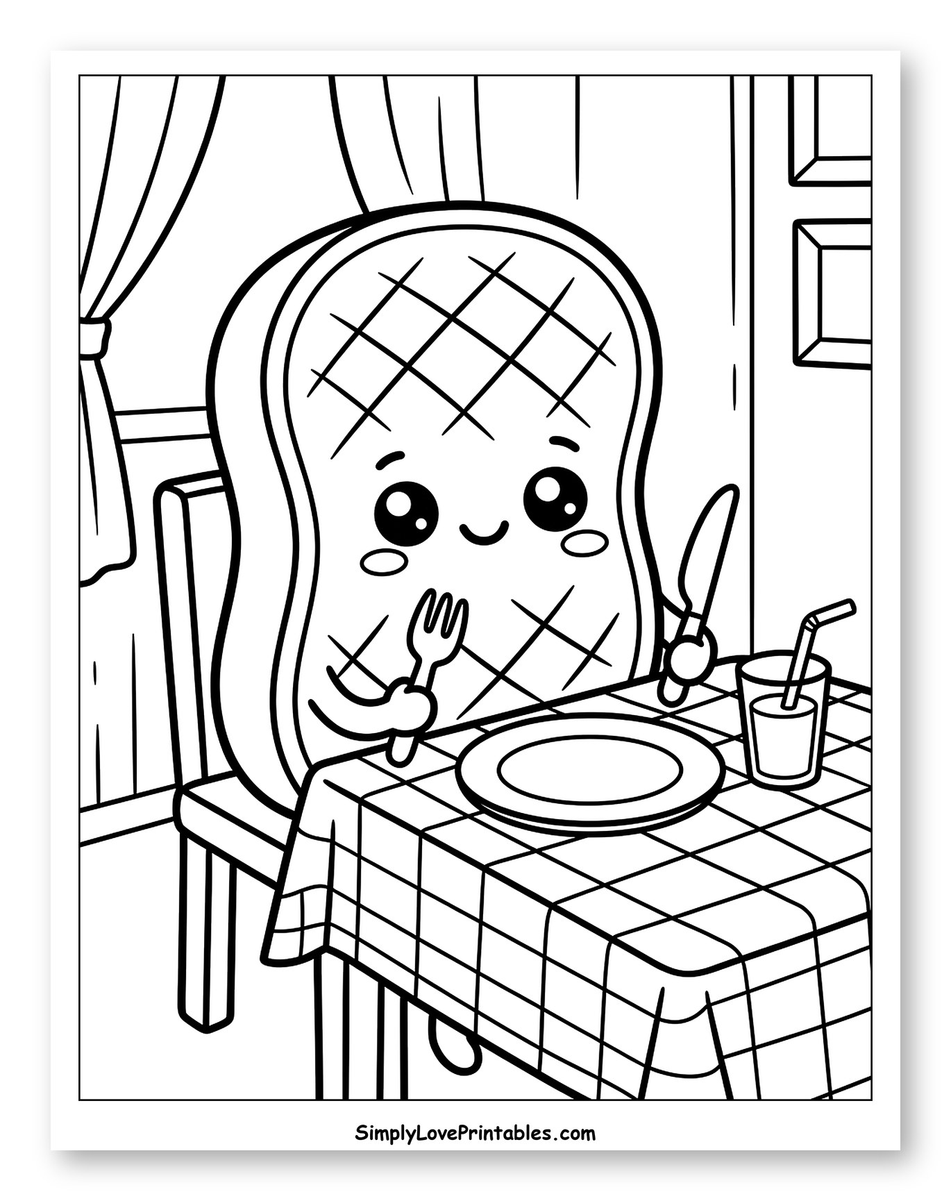 Cute Steak Character Dining at a Table