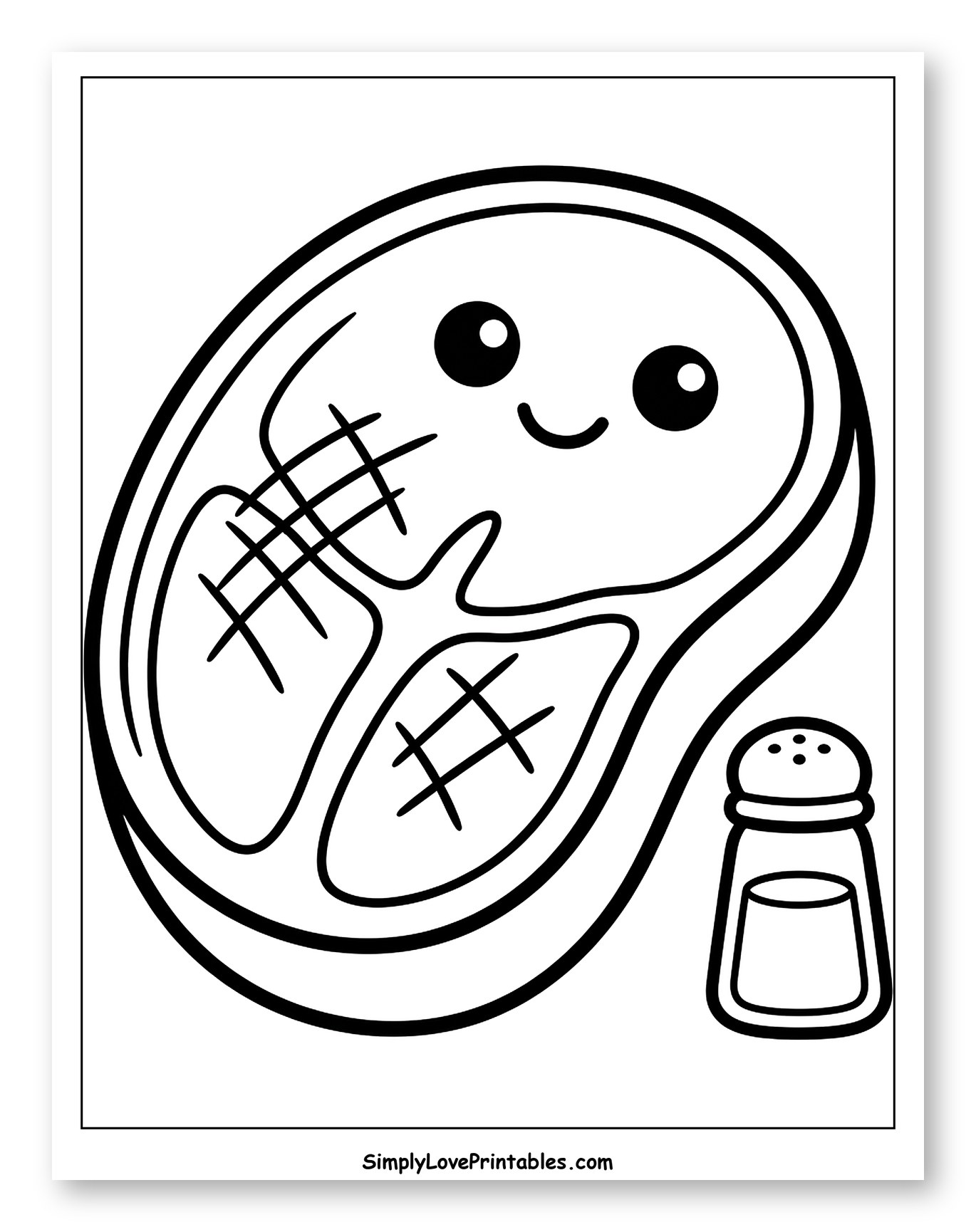 Cute Steak with Grill Marks and Salt Shaker