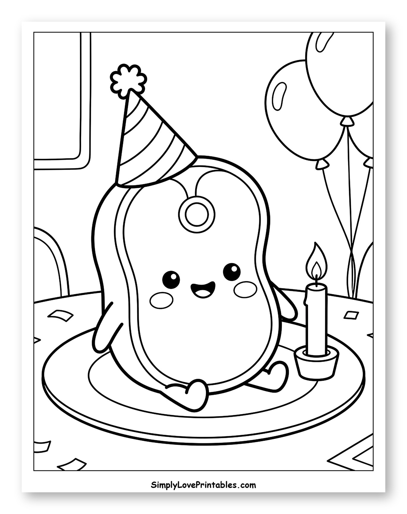 Cute Steak with Party Hat and Candle