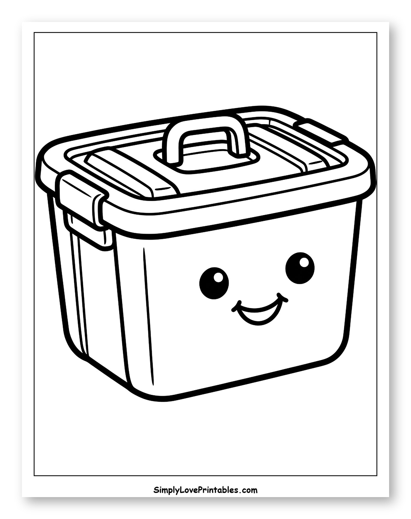 Cute Storage Box with a Smiling Face Coloring Sheet for Toddlers
