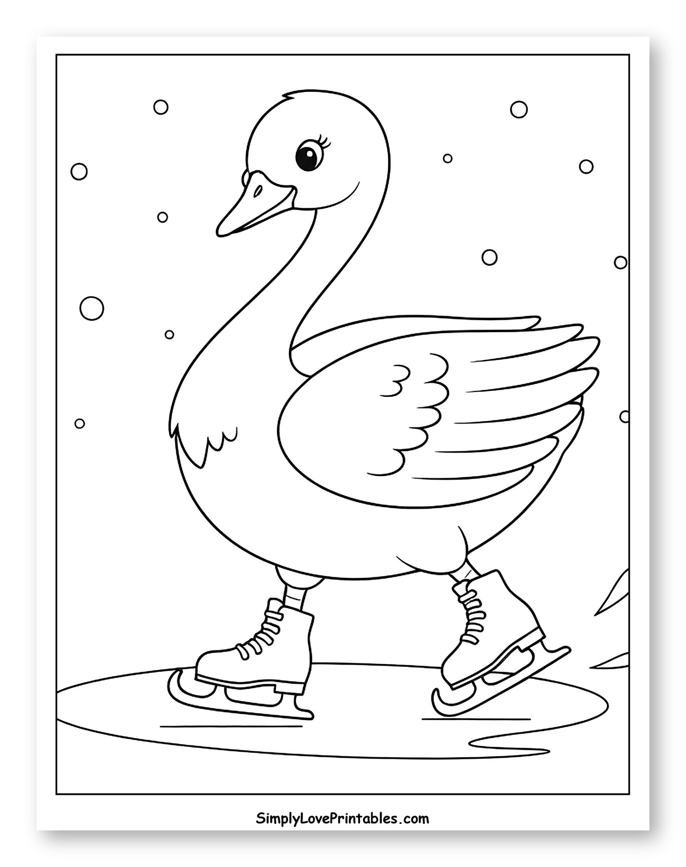 Cute Swan Ice Skating in Winter