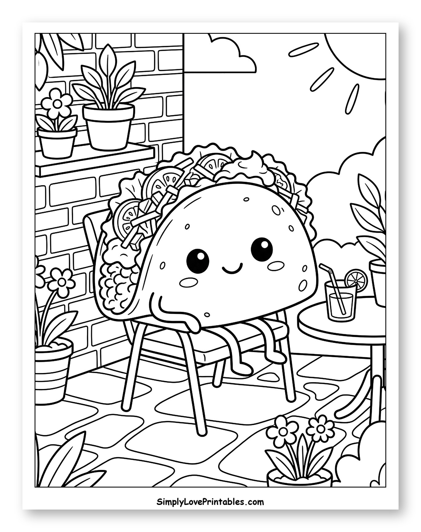 Cute Taco Enjoying a Sunny Patio Day