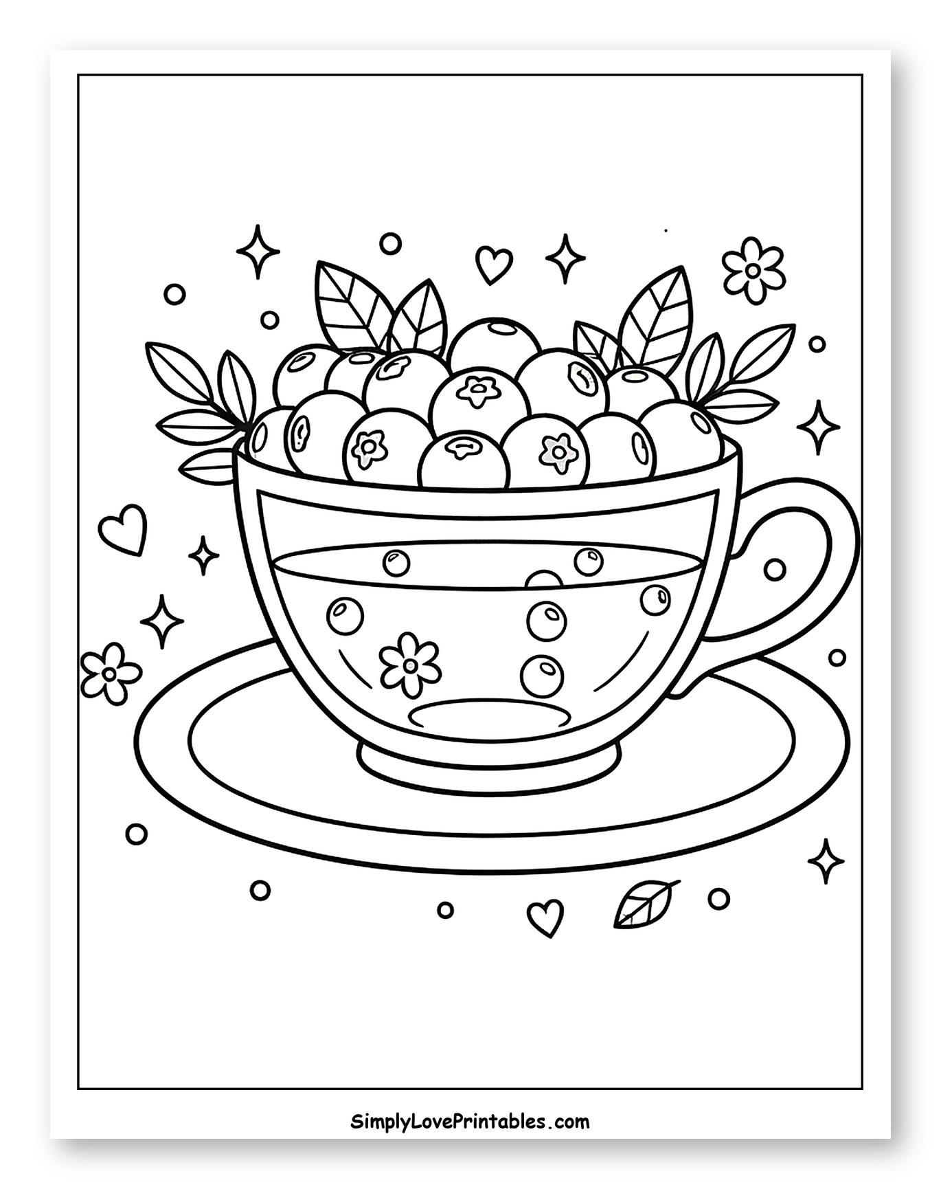 Cute Tea Cup Overflowing with Blueberries