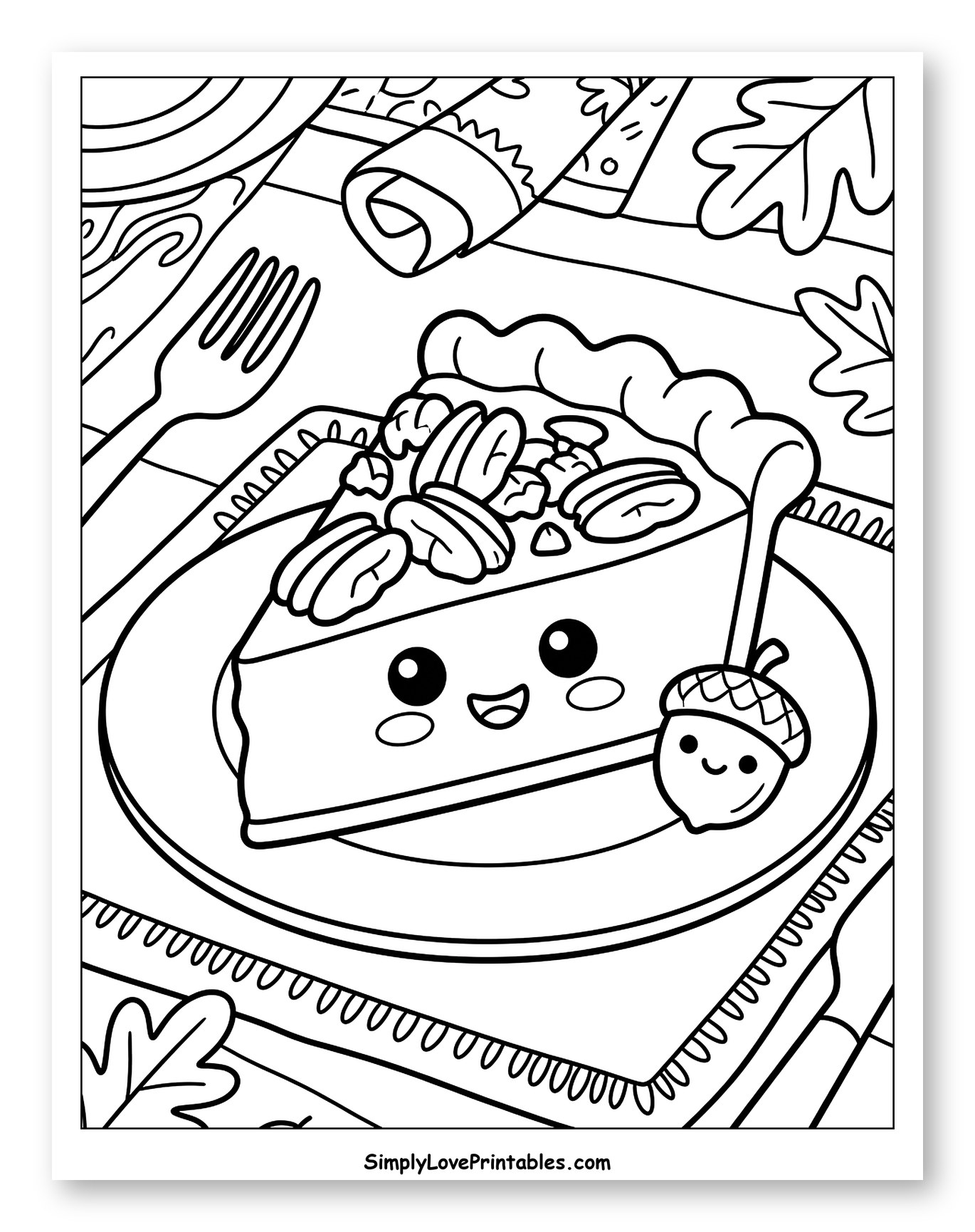 Cute Thanksgiving Pecan Pie with Little Acorn