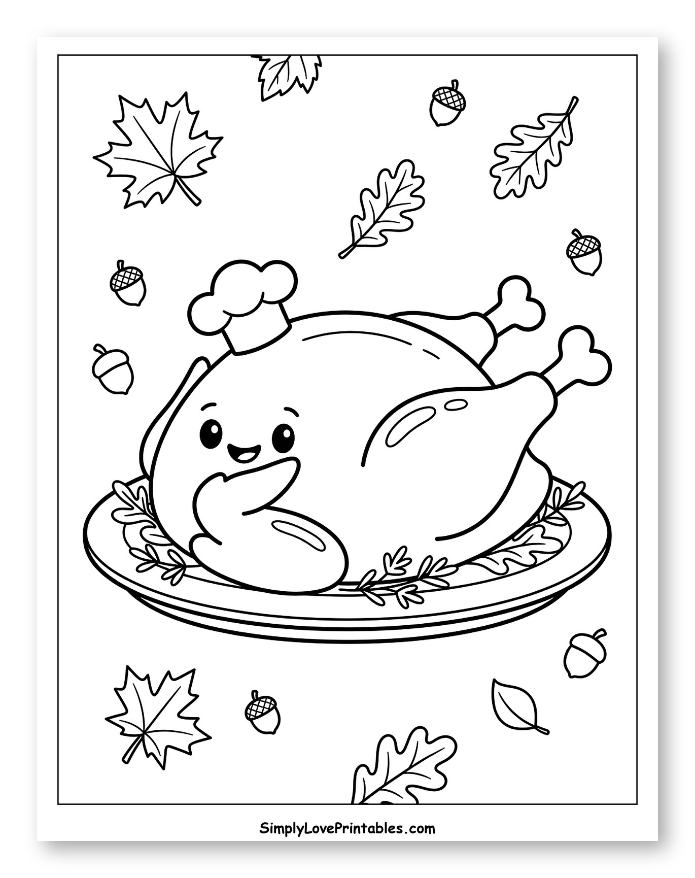 Cute Thanksgiving Turkey Wearing a Chef Hat