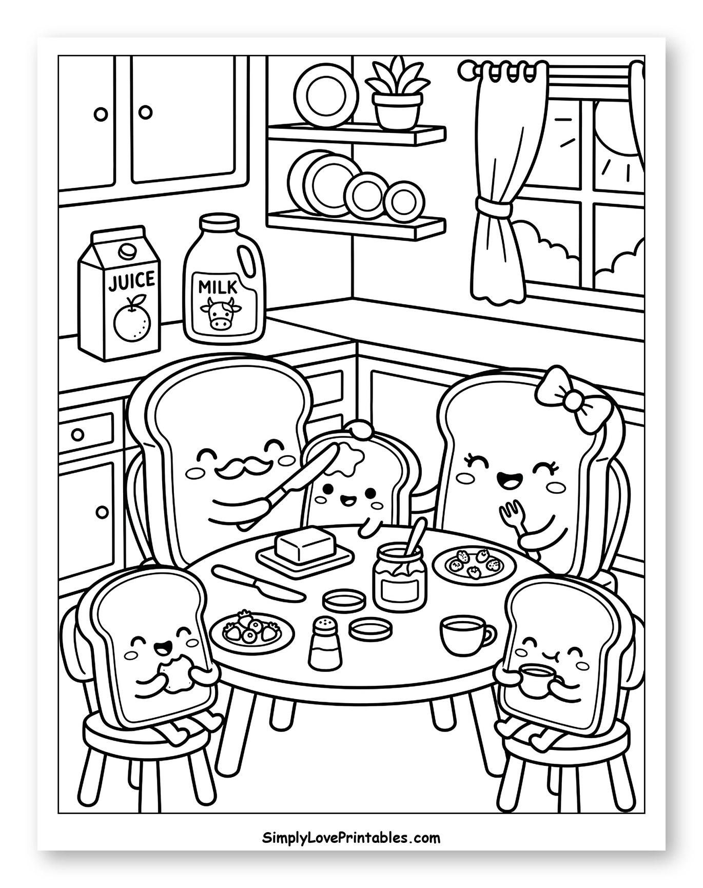Cute Toast Family Enjoying Breakfast Together