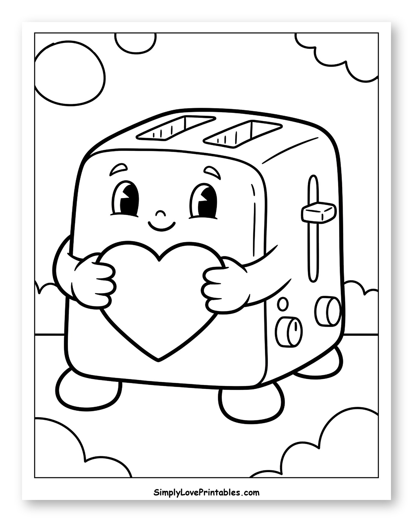 Cute Toaster Character Holding a Heart