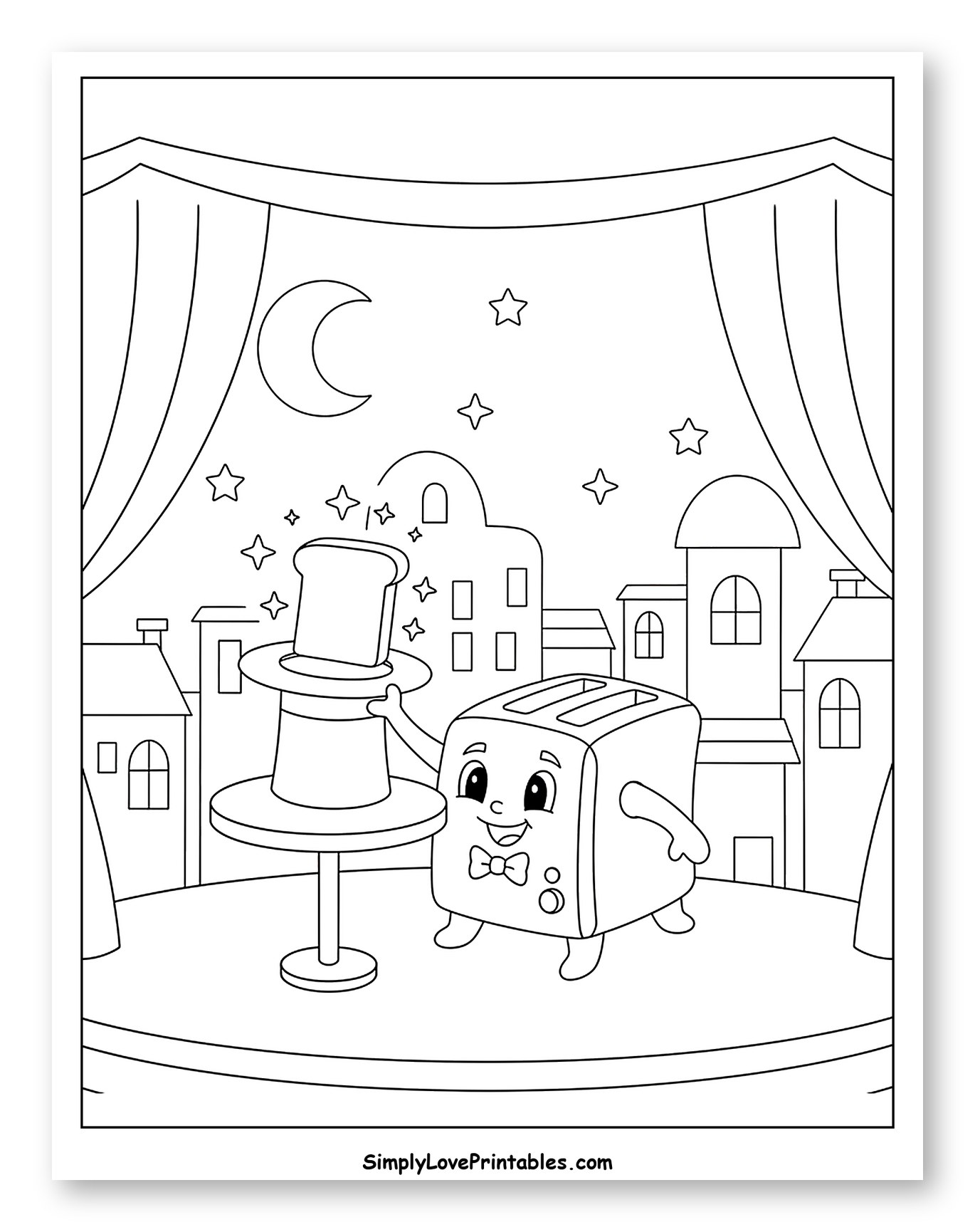 Cute Toaster Magician Pulling Toast from Hat