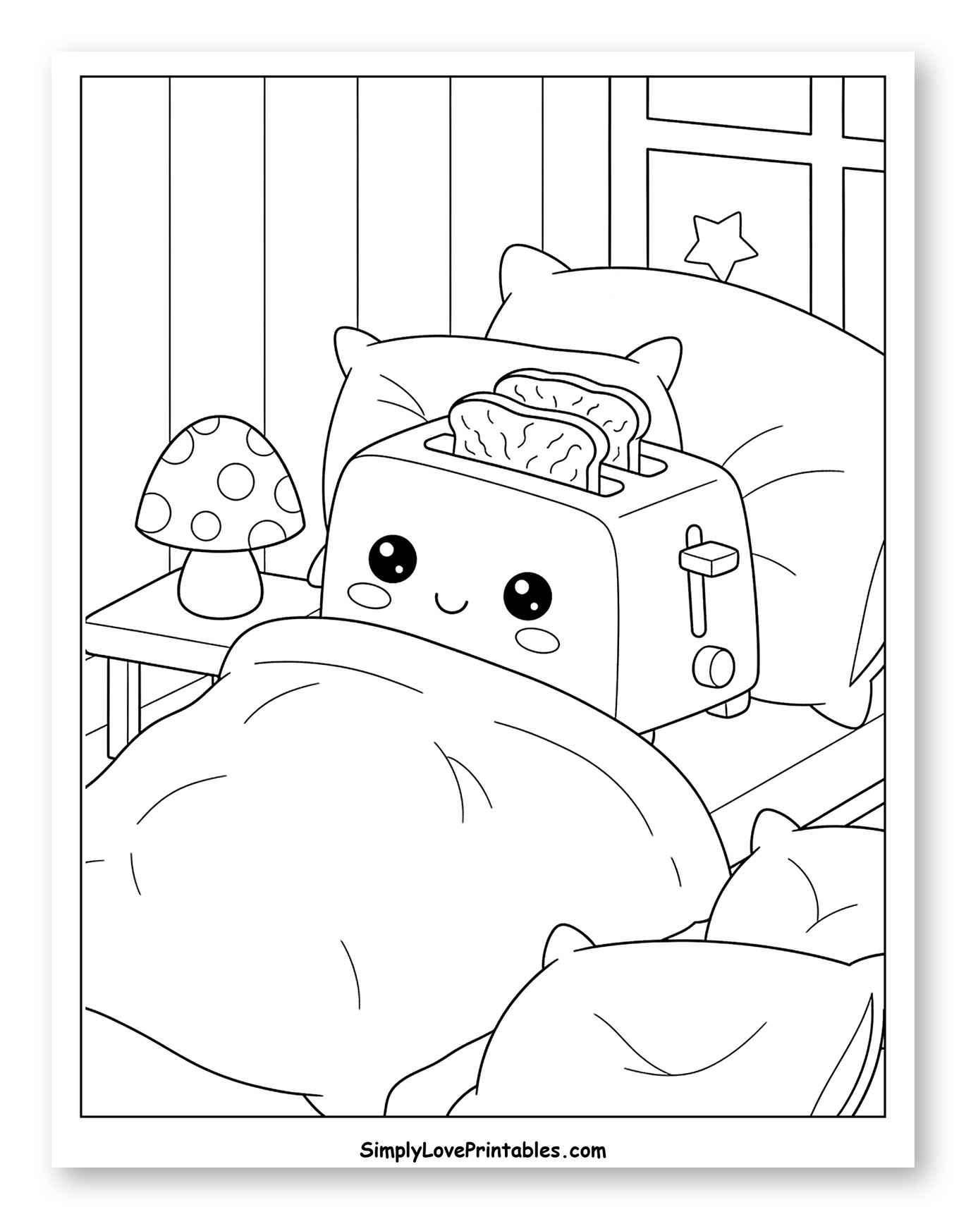 Cute Toaster Snuggled in Bed