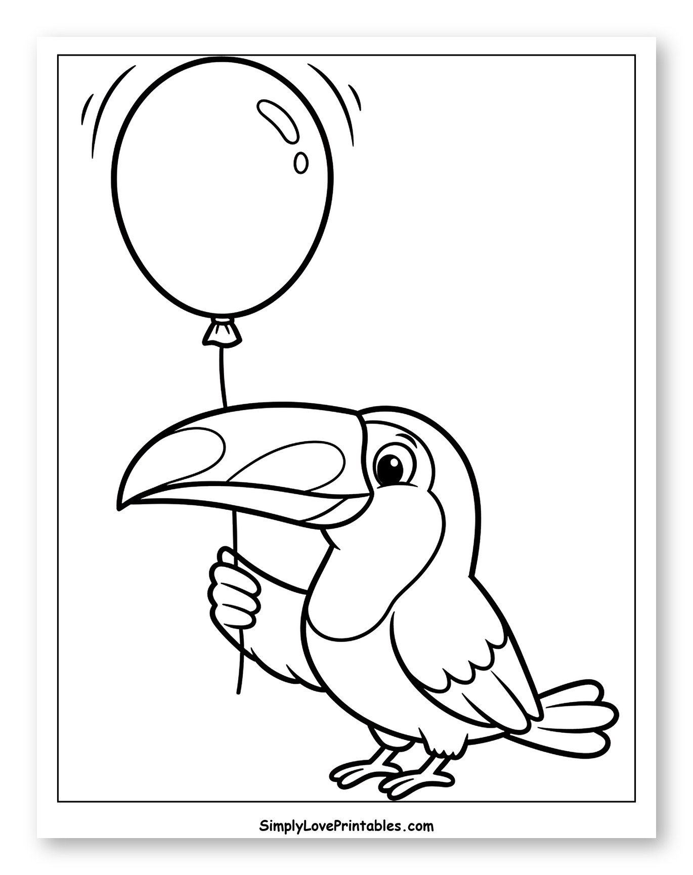 Cute Toucan Holding a Floating Balloon