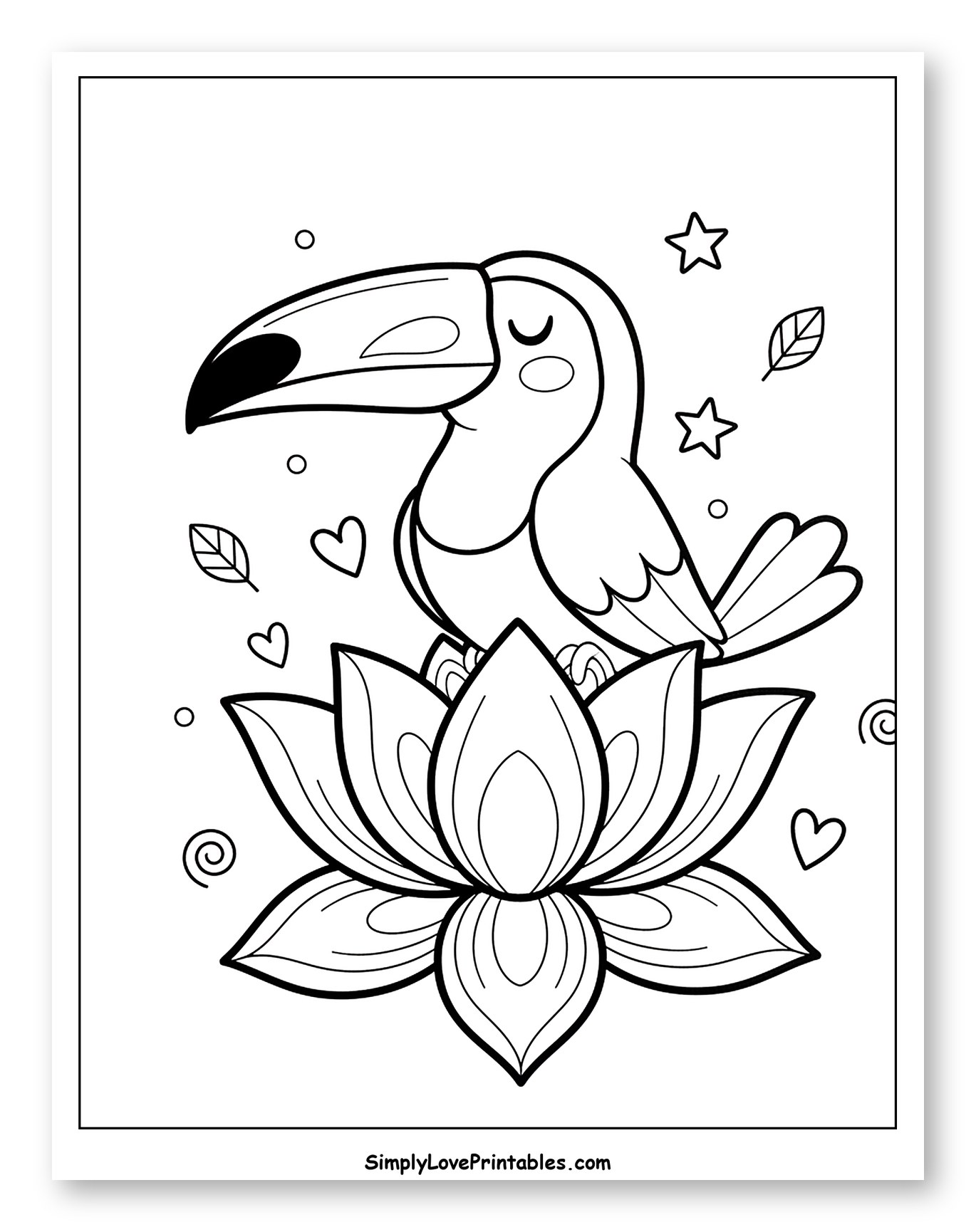 Cute Toucan on a Lotus Flower