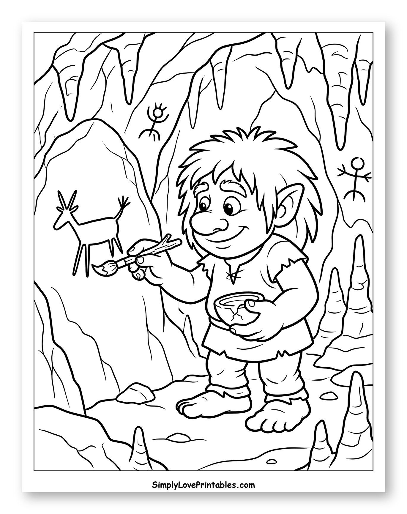 Cute Troll Painting in a Cave