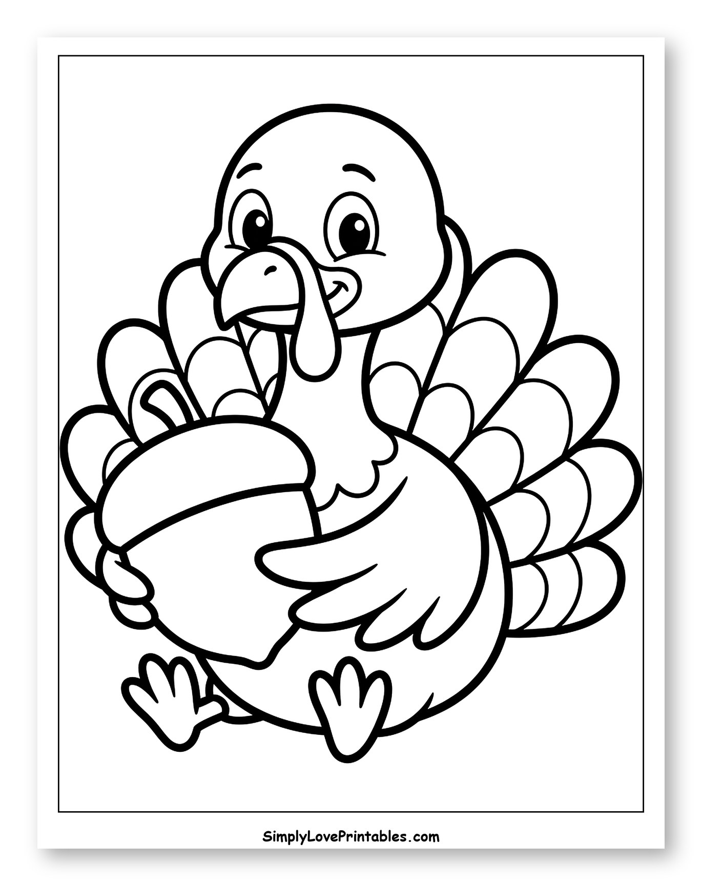 Cute Turkey Holding a Big Acorn