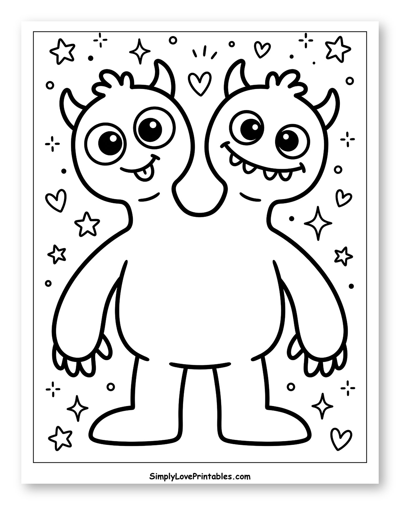 Cute Two-Headed Monster with Sparkles