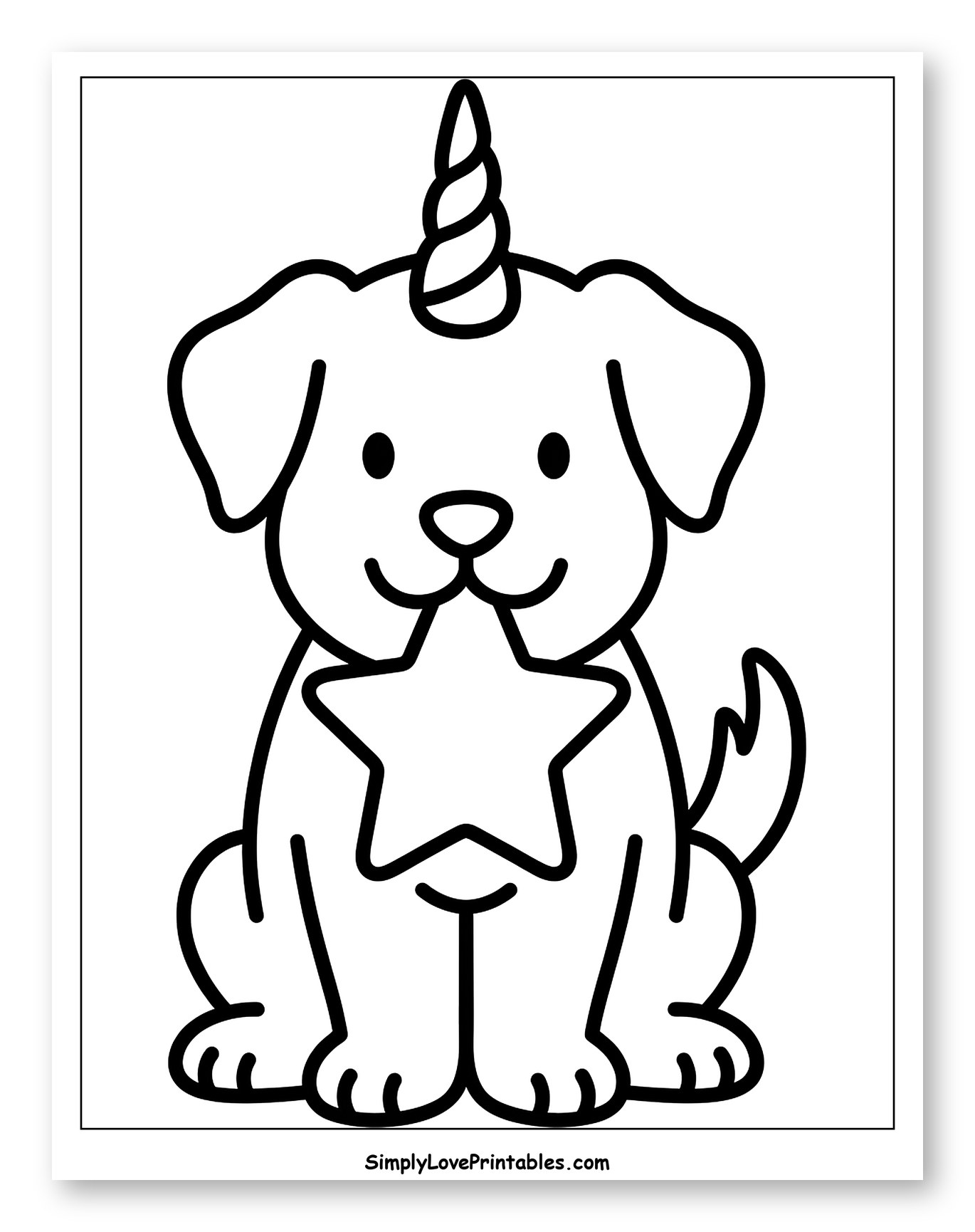 Cute Unicorn Dog Holding a Star