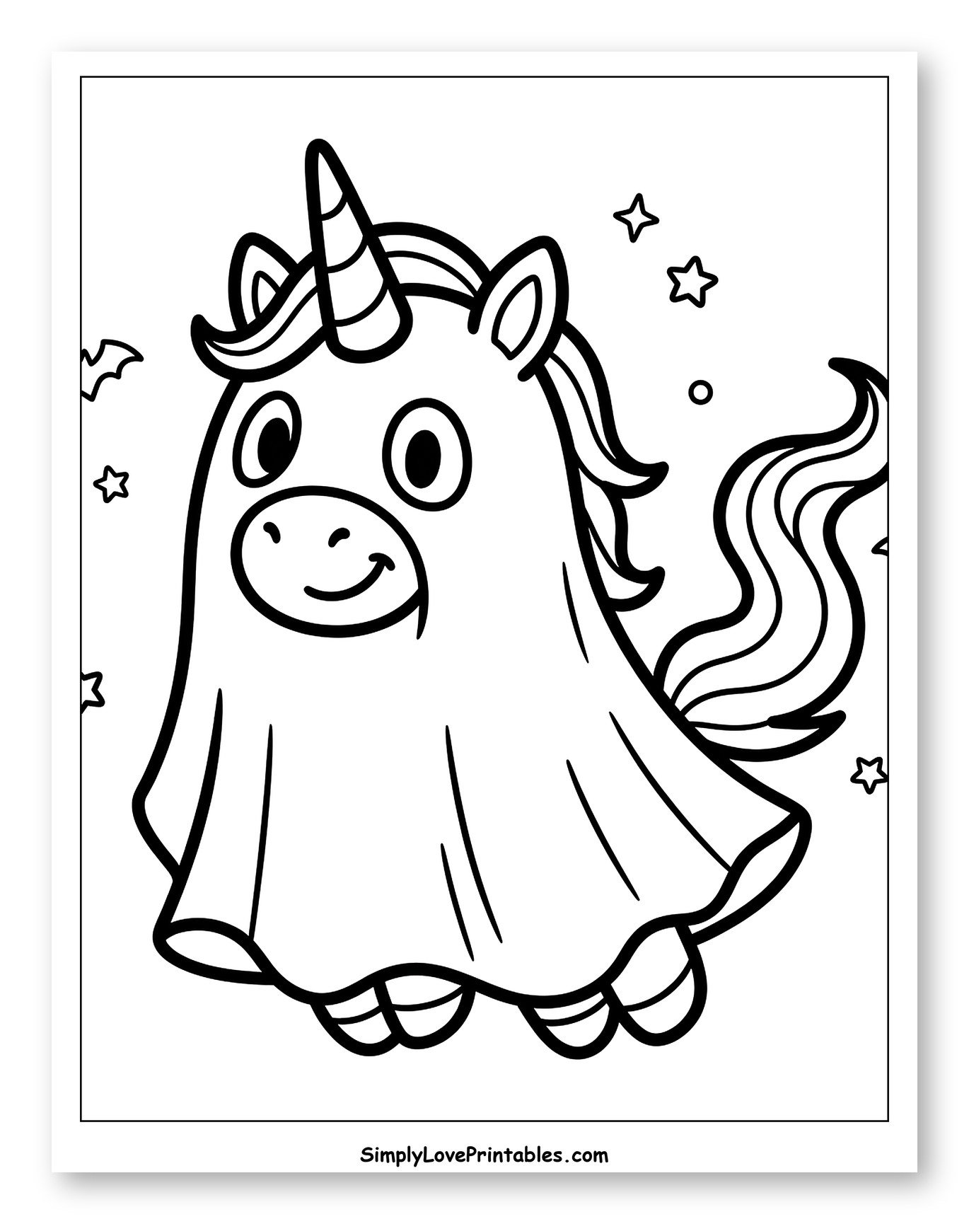 Cute Unicorn Dressed as a Halloween Ghost