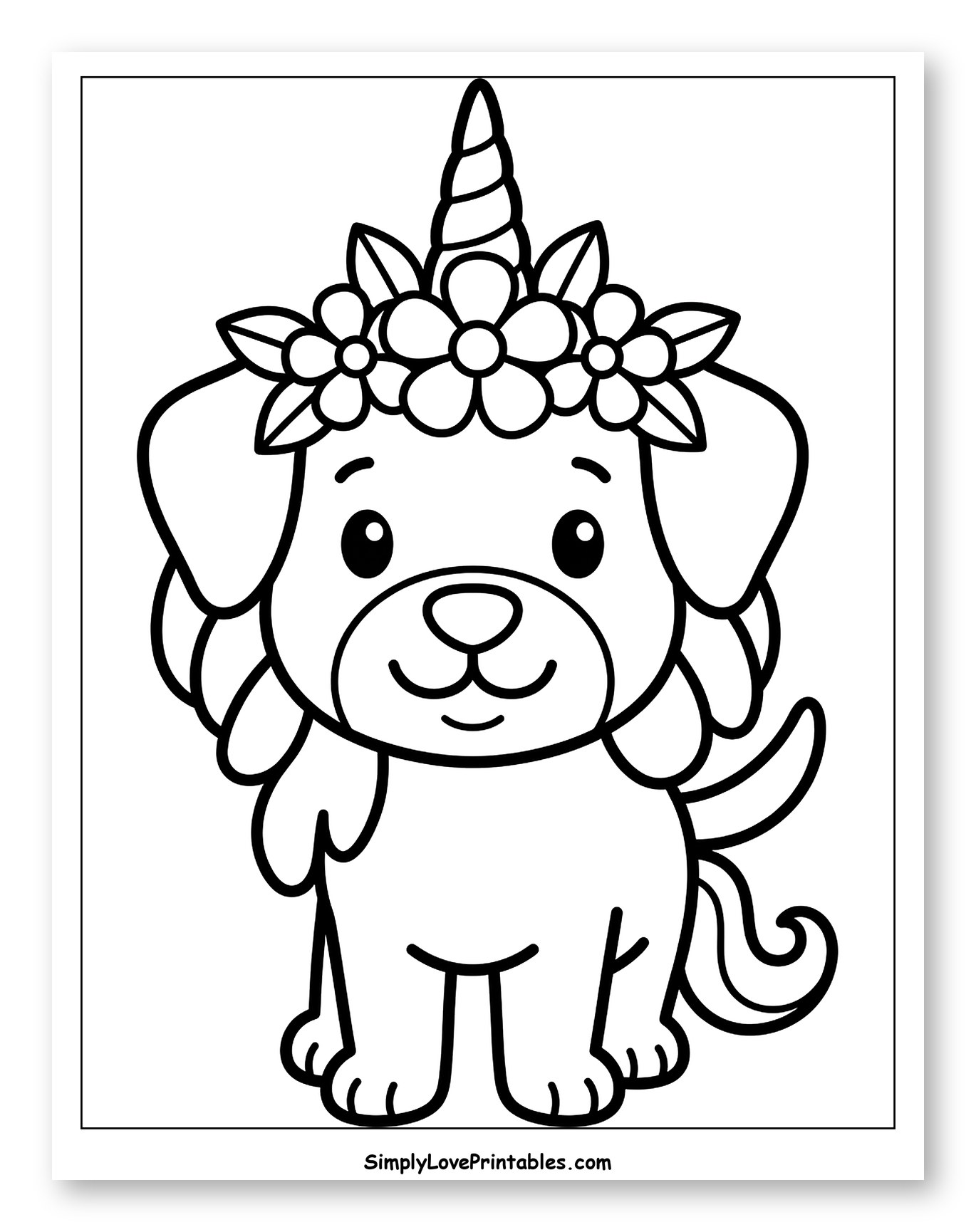 Cute Unicorn Puppy with Flower Crown