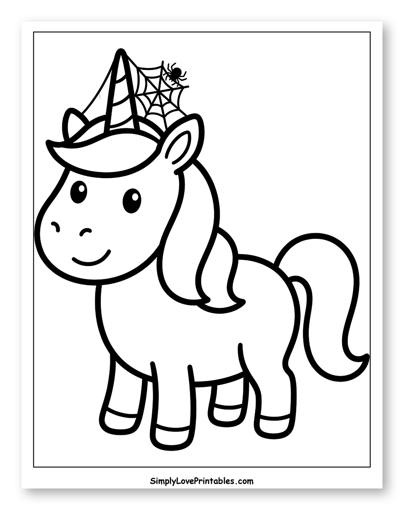 Cute Unicorn Wearing Halloween Witch Hat