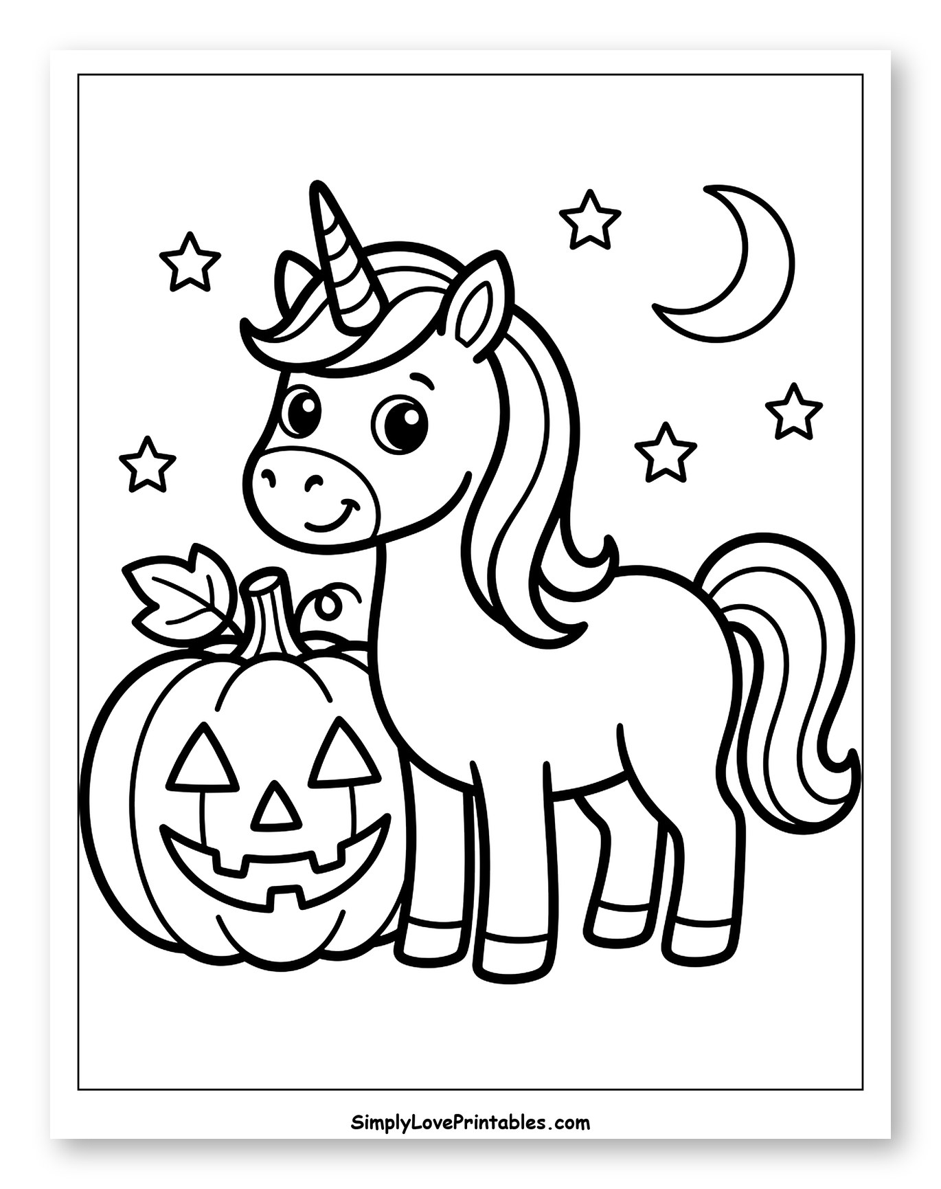 Cute Unicorn with Halloween Pumpkin