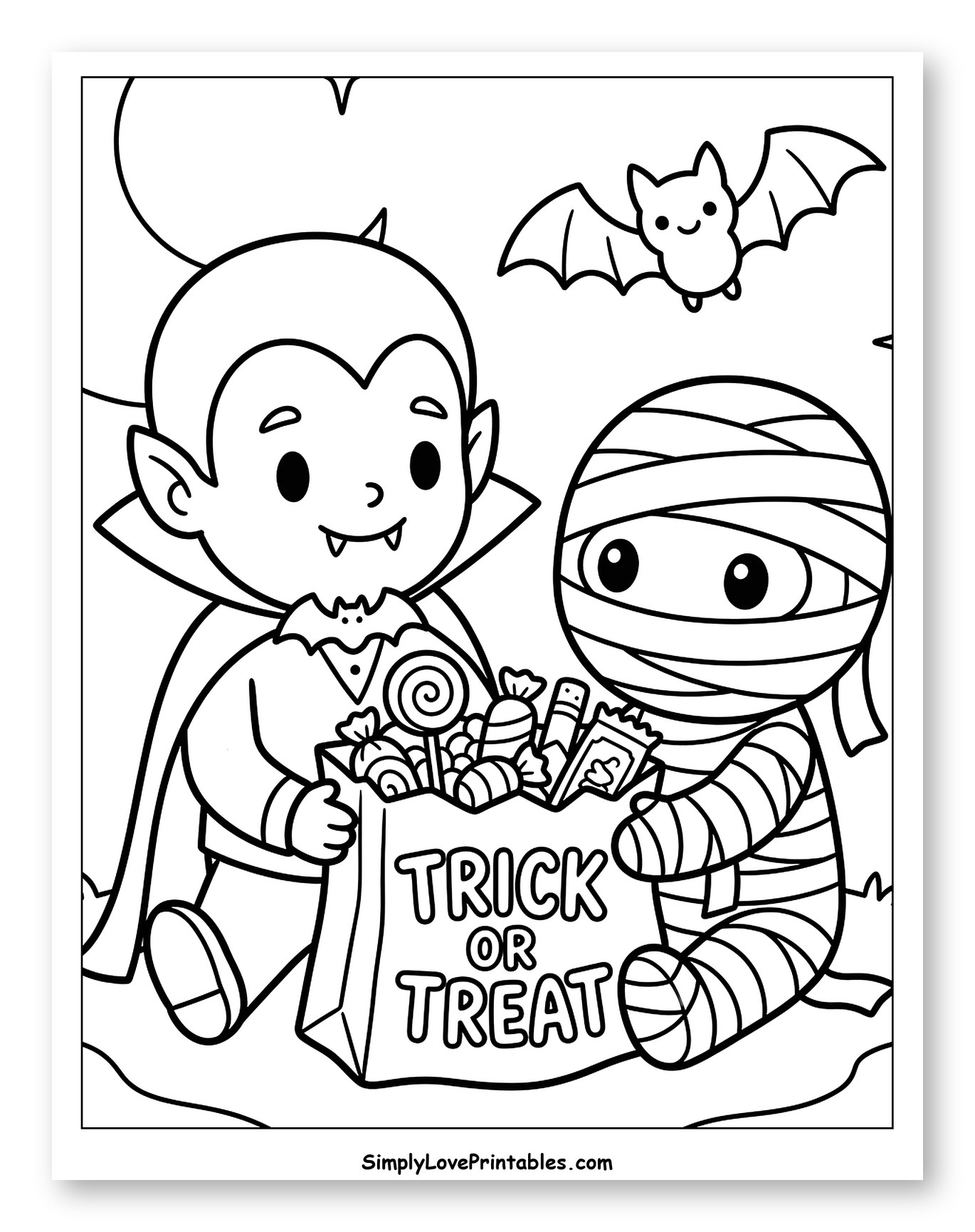Cute Vampire and Mummy Trick-or-Treating