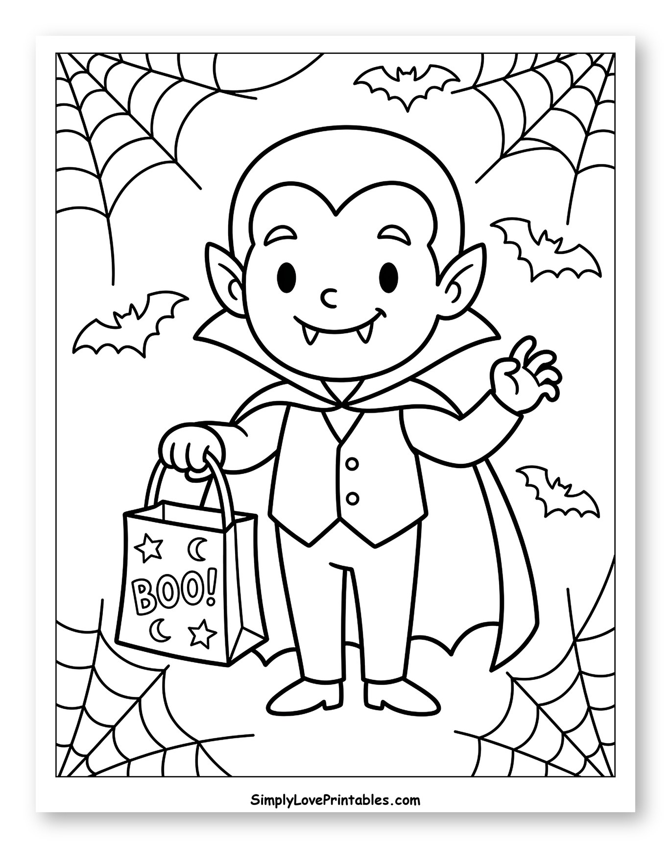 Cute Vampire Boy with Halloween Candy Bag