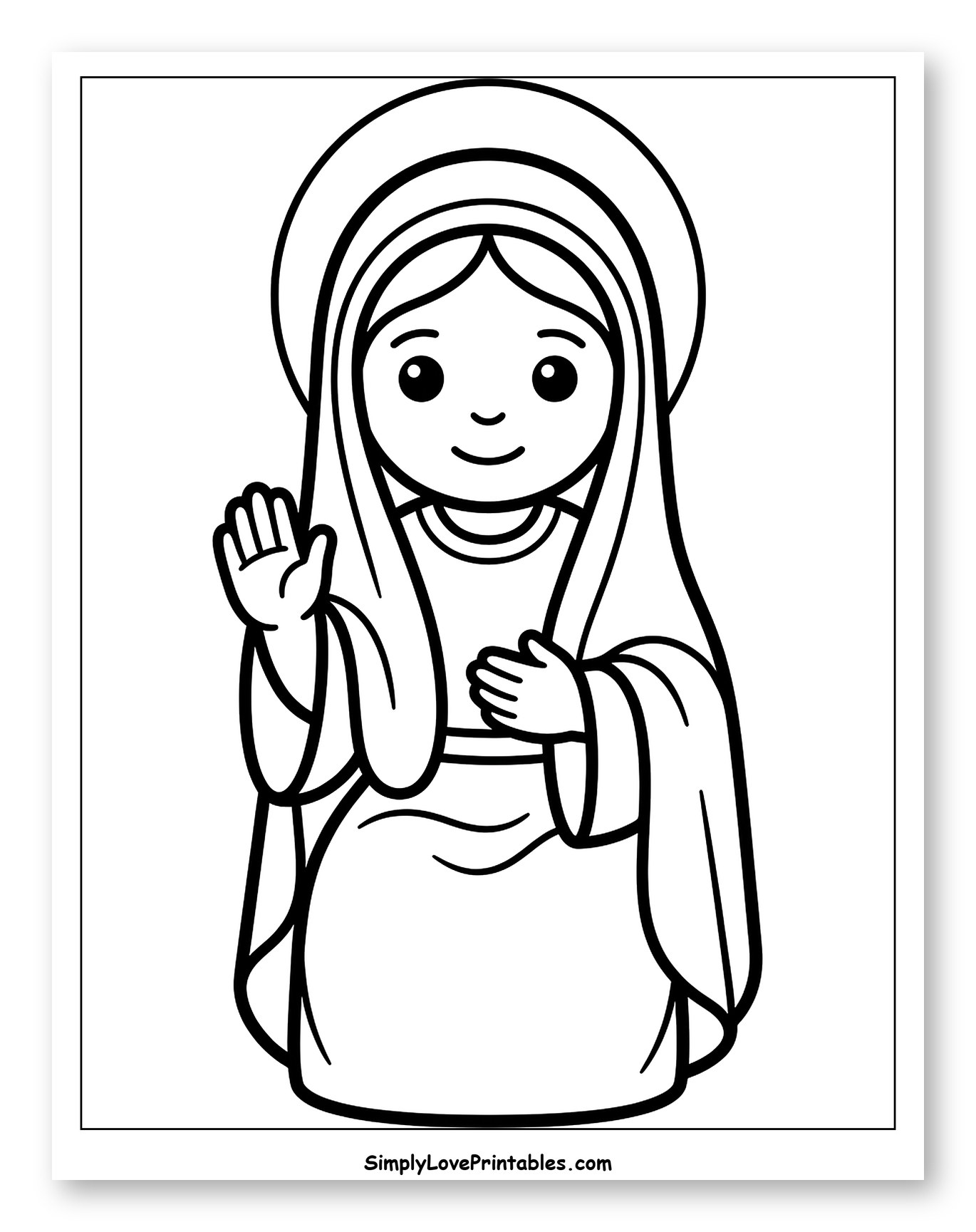 Cute Virgin Mary Smiling with Halo