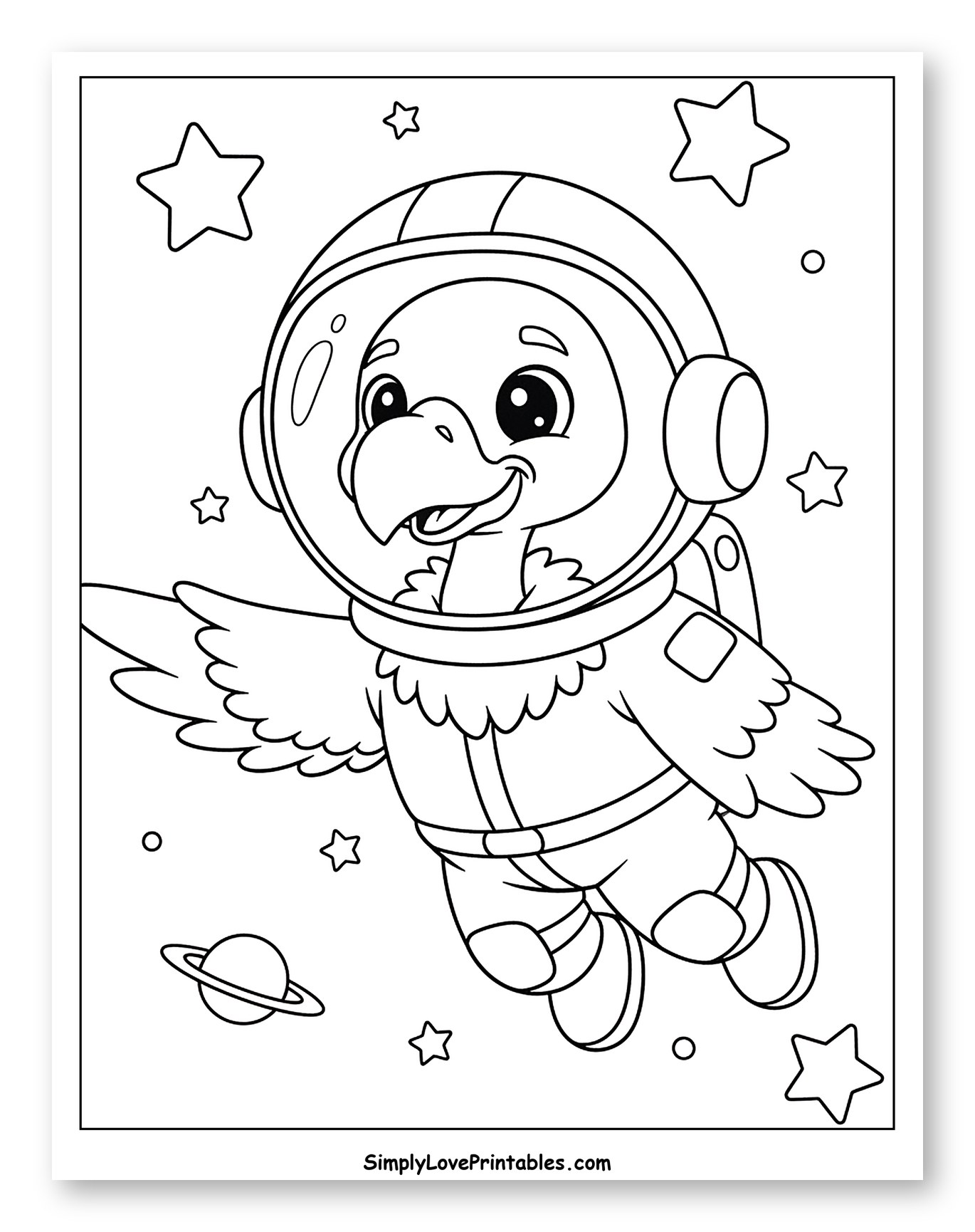 Cute Vulture Astronaut Floating in Space
