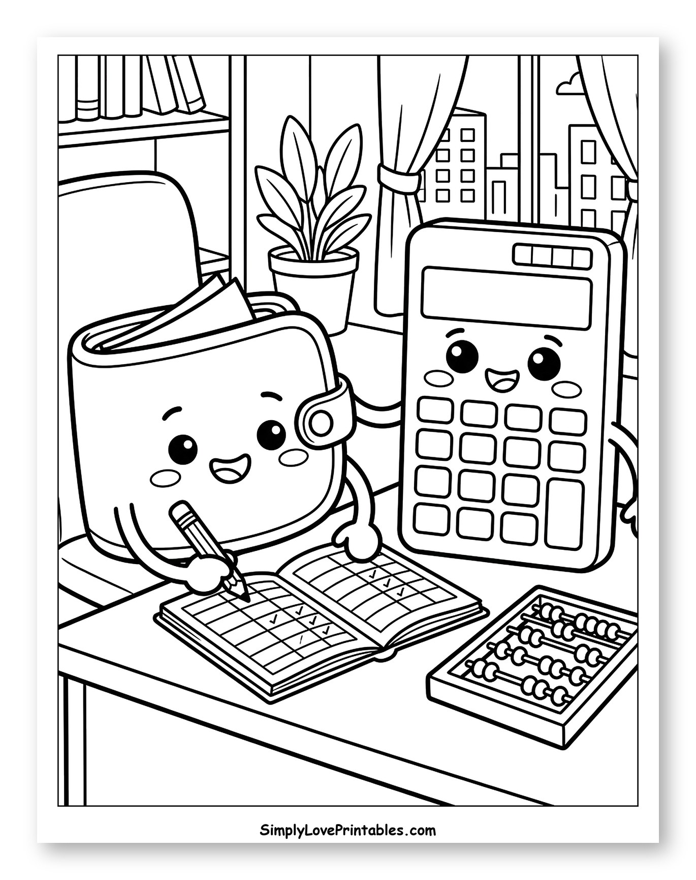 Cute Wallet Managing Finances with Calculator