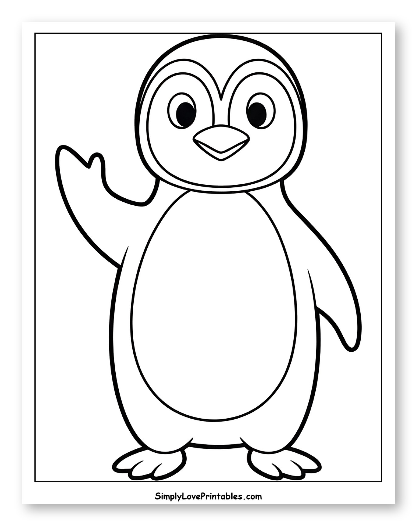 Cute Waving Cartoon Penguin