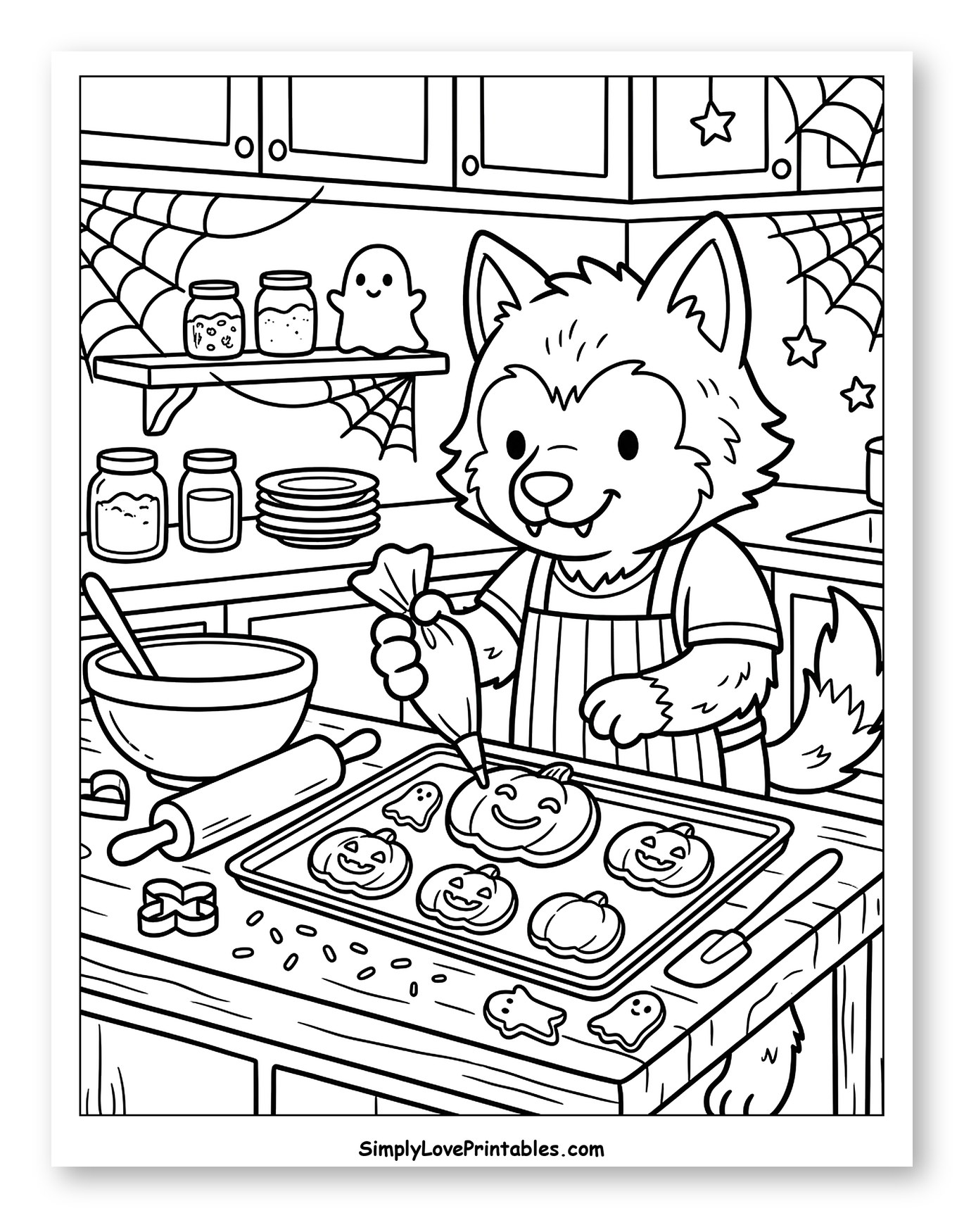 Cute Werewolf Decorating Spooky Halloween Cookies