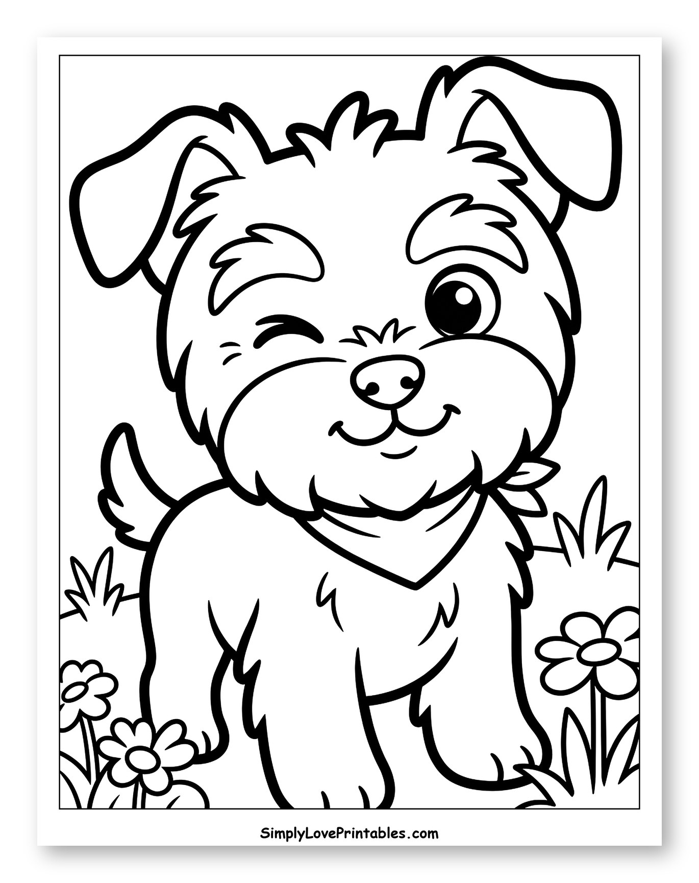 Cute Winking Yorkshire Terrier Puppy in Grass