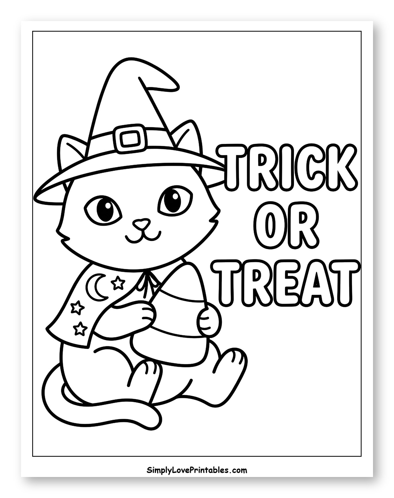 Cute Witch Cat Holding Candy Corn