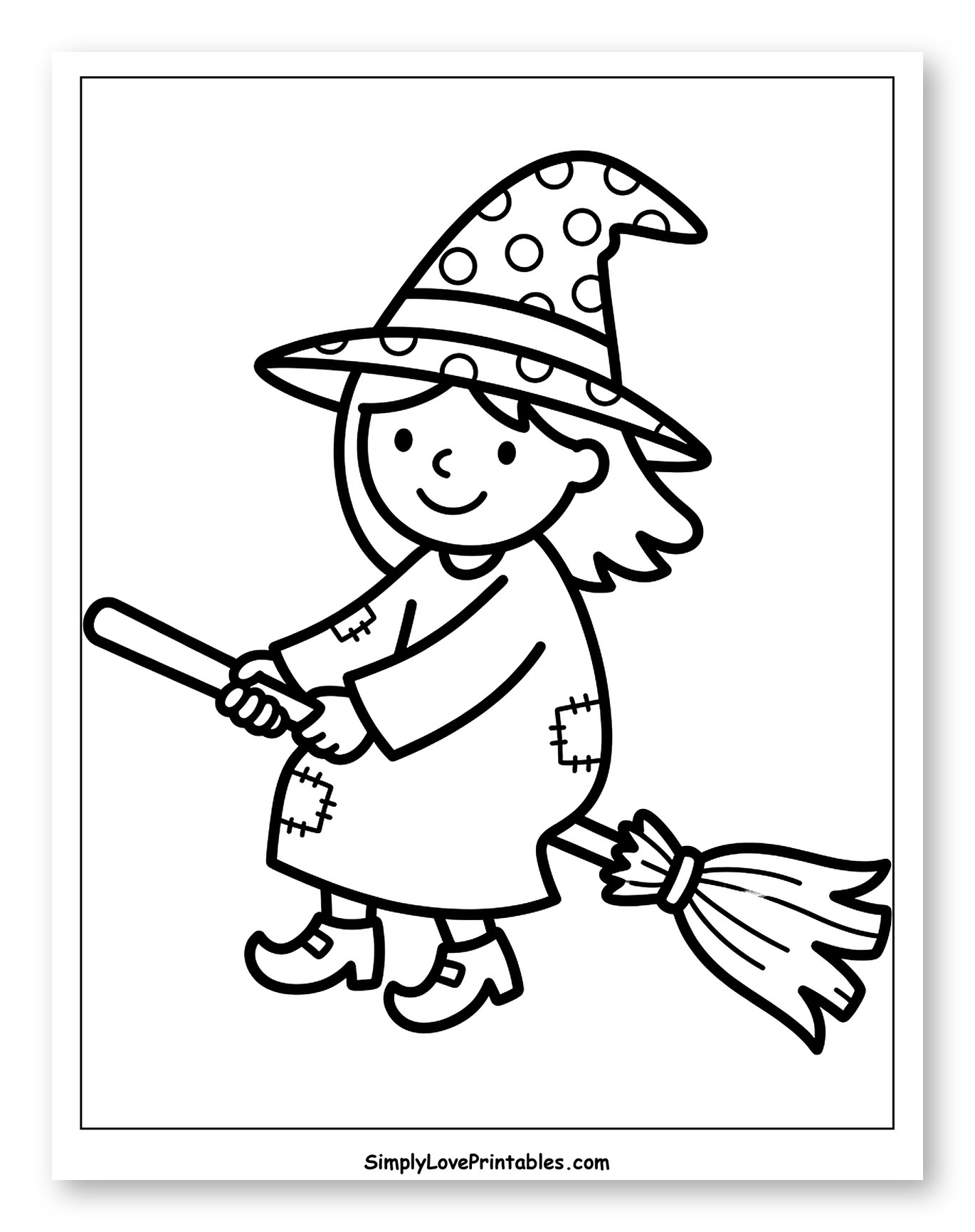 Cute Witch Flying on a Broomstick