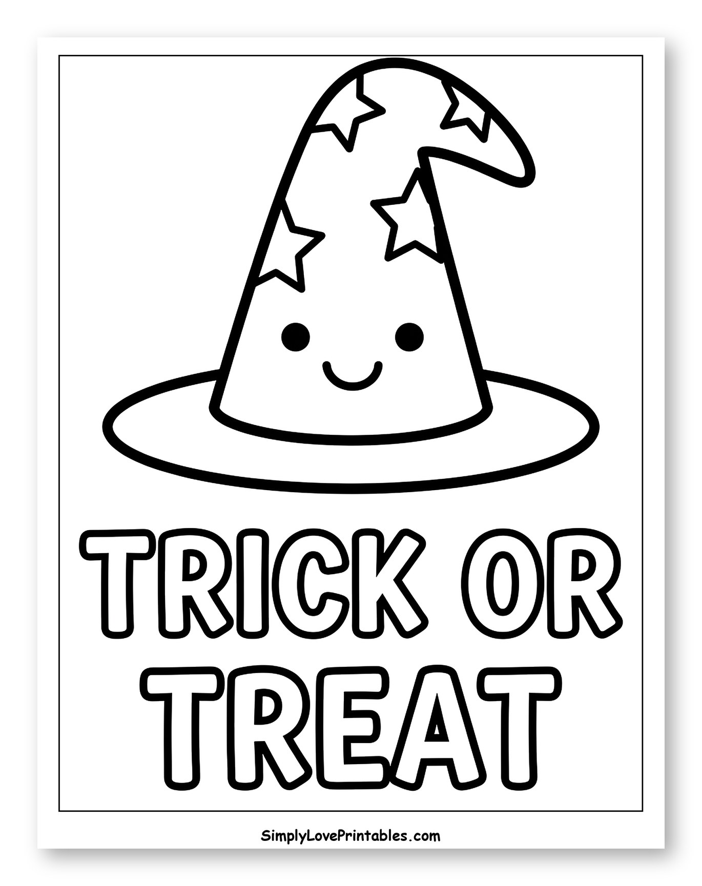 Cute Witch Hat with Stars and Trick or Treat
