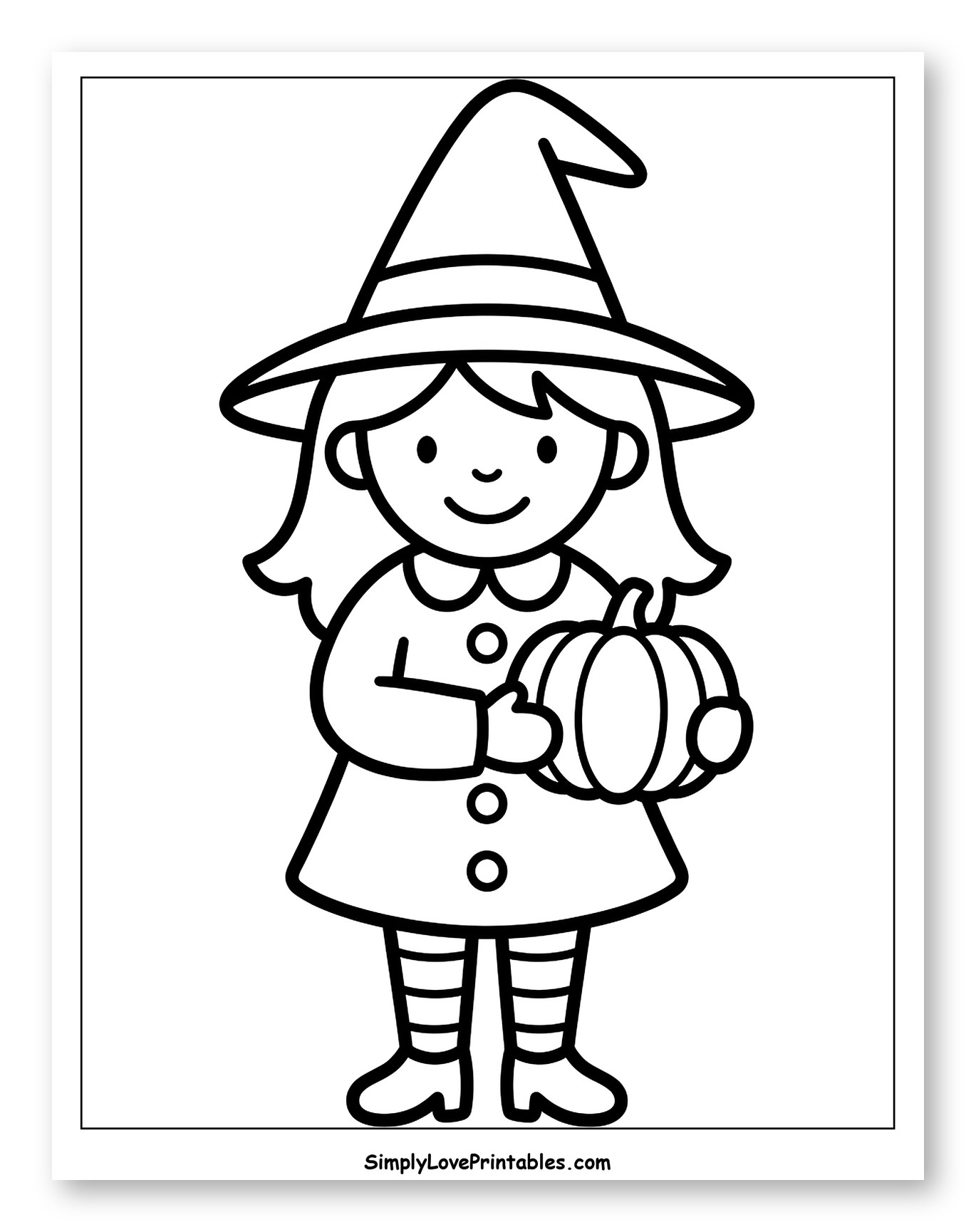 Cute Witch Holding a Pumpkin