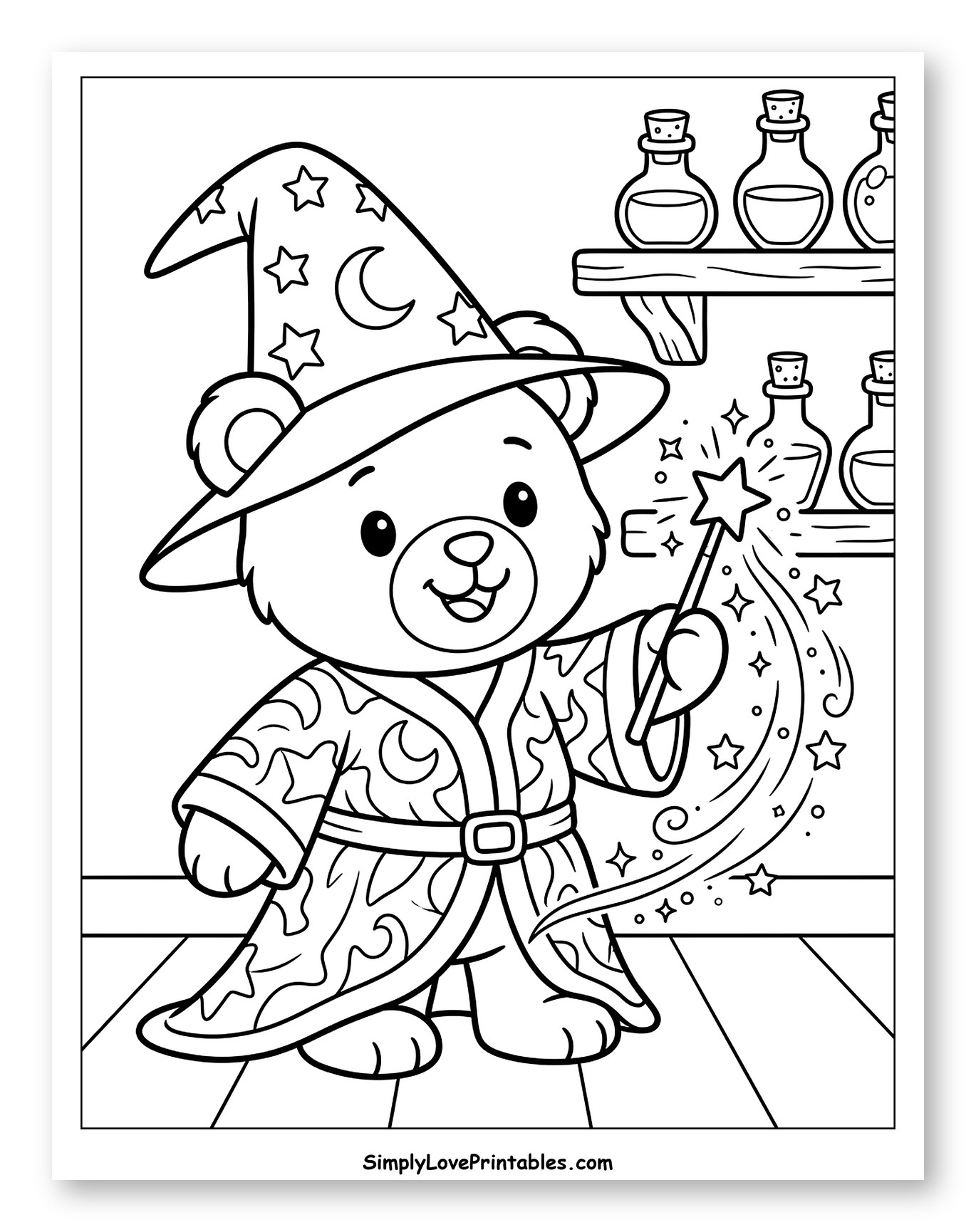 Cute Wizard Teddy Bear Casting a Spell