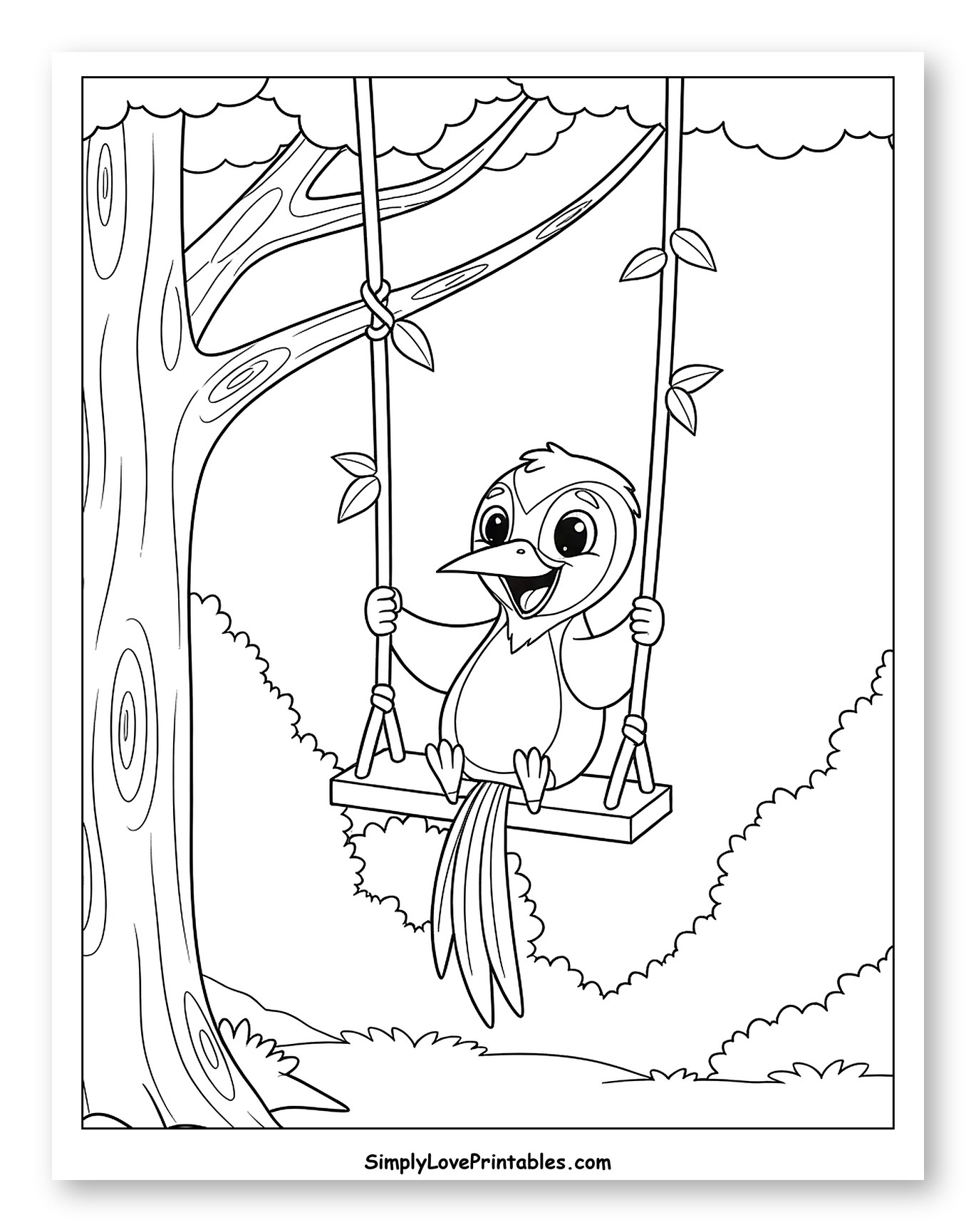 Cute Woodpecker on a Tree Swing