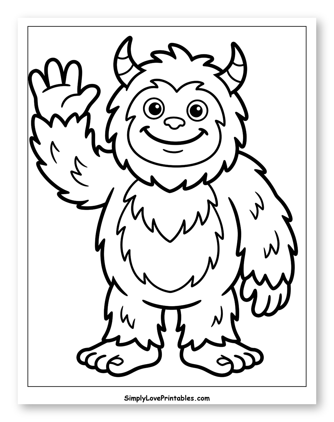 Cute Yeti Character Waving Hello