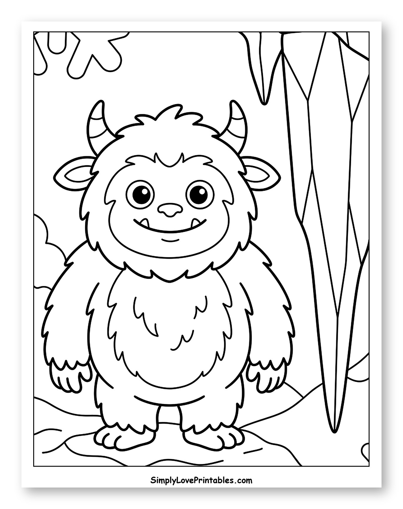 Cute Yeti in Winter Landscape