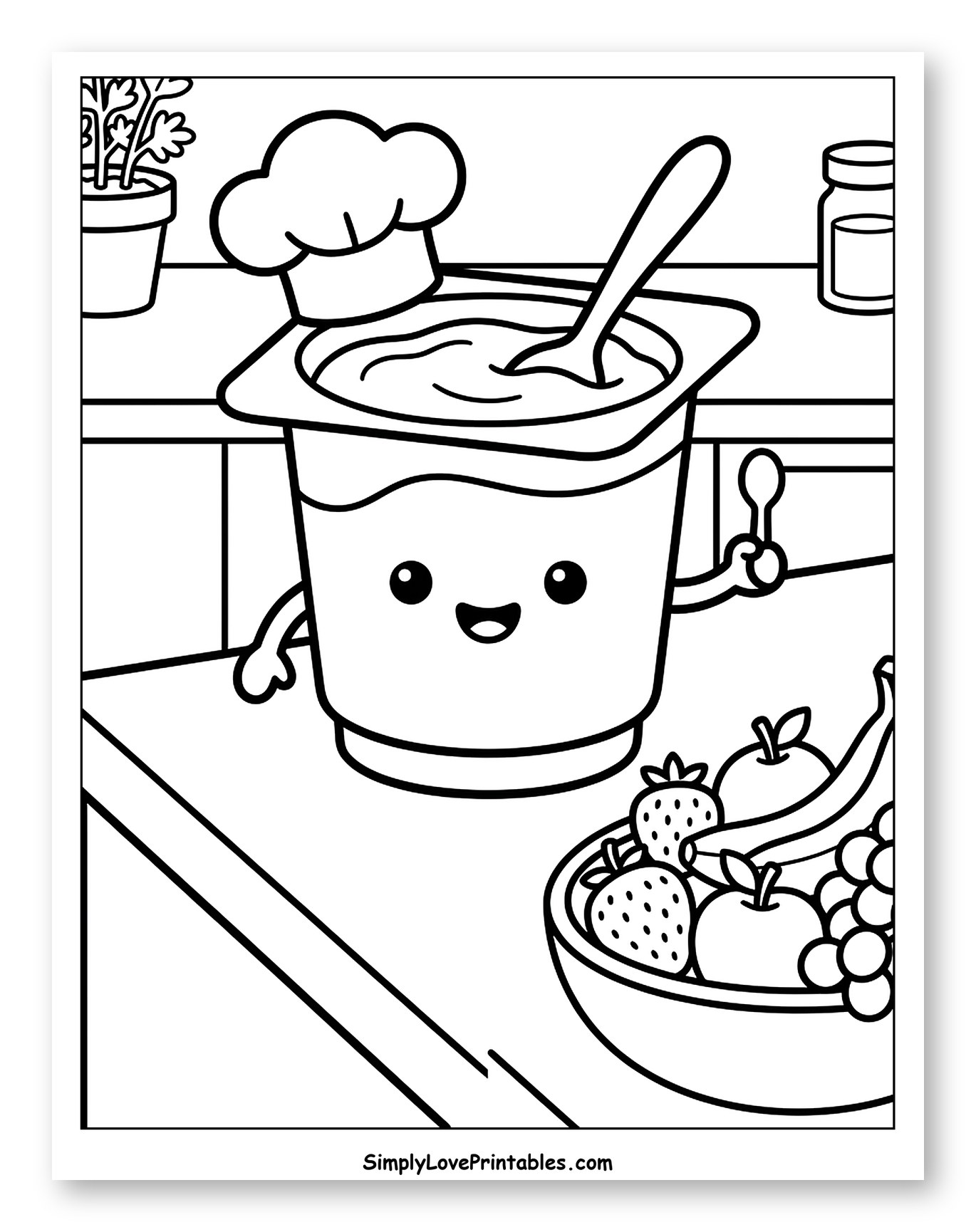 Cute Yogurt Chef with Fruit Bowl