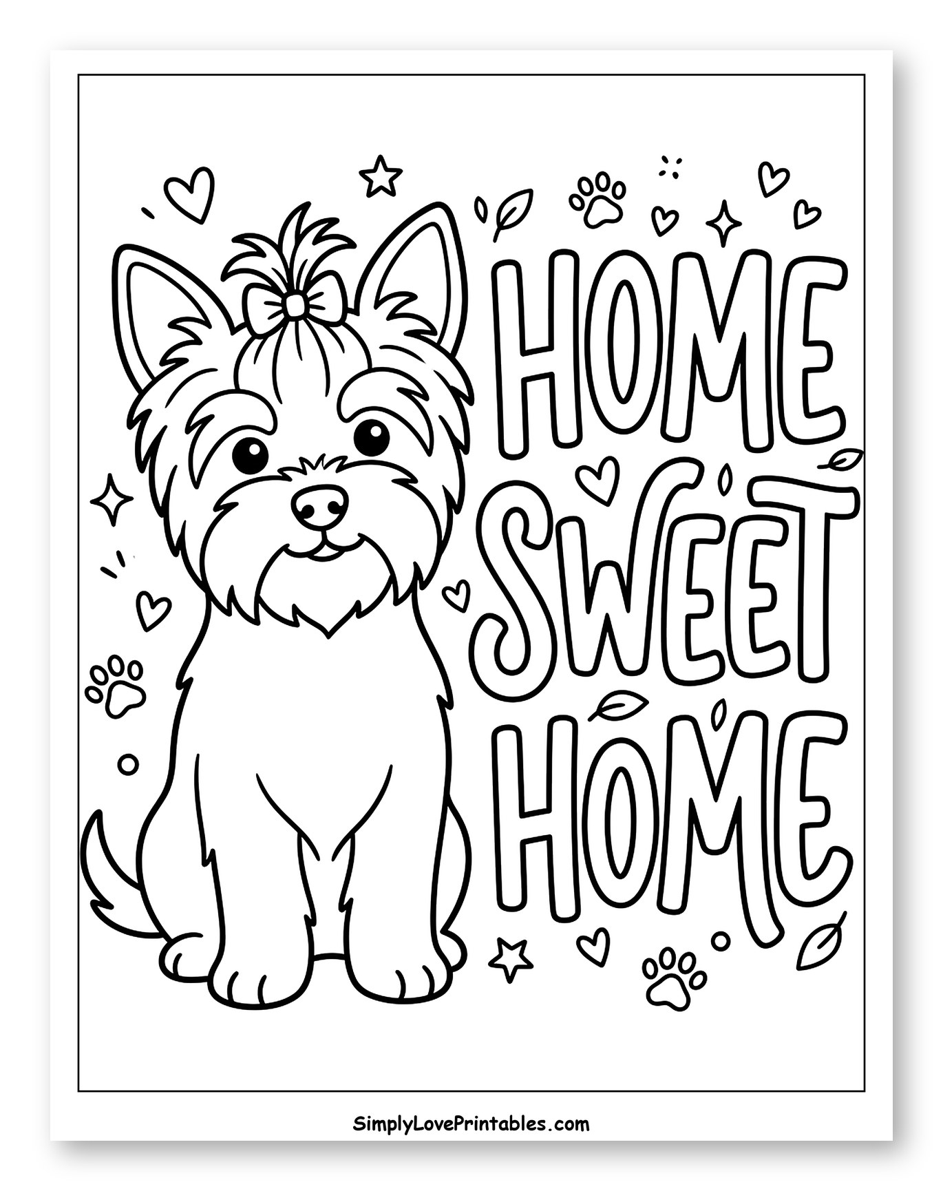 Cute Yorkshire Terrier with Home Sweet Home Text
