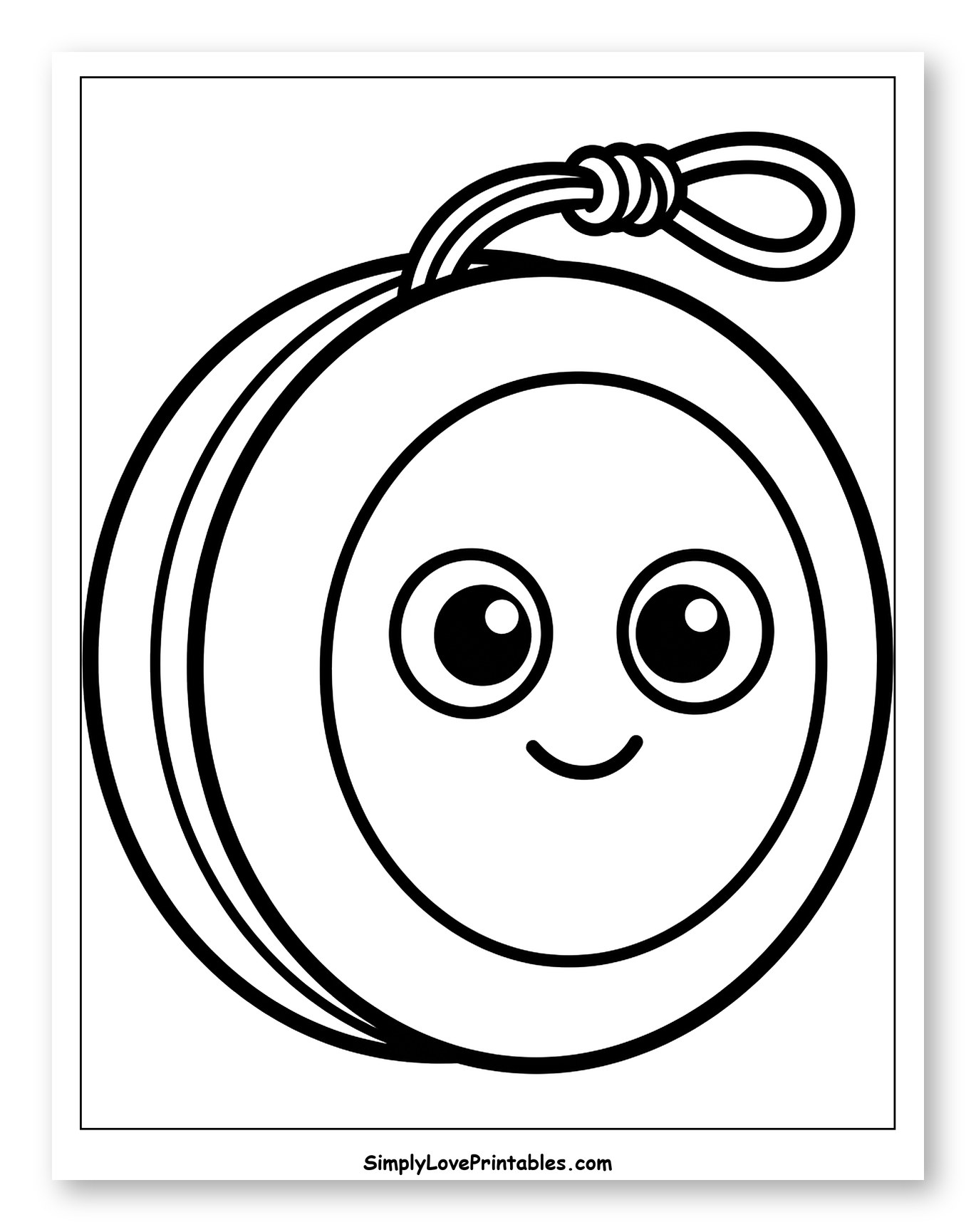 Cute Yoyo Toy with a Happy Face Coloring Sheet for Toddlers